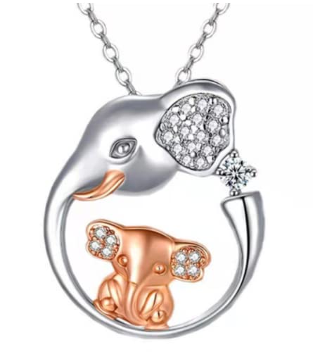 Mother Daughter Elephant Necklace Set - Sterling Silver Matching Jewelry Gift for Women & Girls - Perfect for Mother's Day, Birthday, Anniversary (Mom & Daughter Bonding Gift)