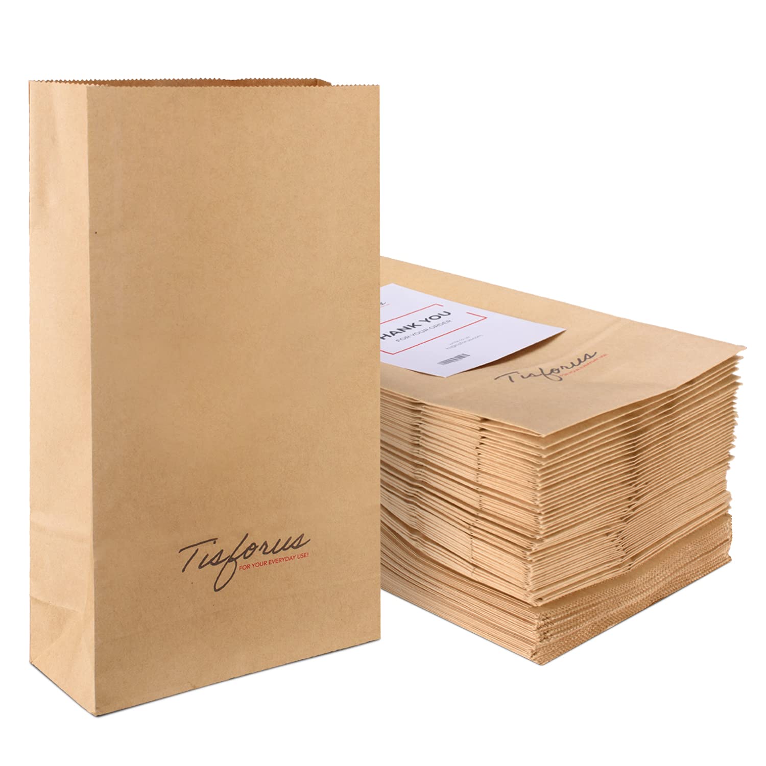 100 Pack Brown Kraft Paper Lunch Bags - Greaseproof & Waxed Lined Eco-Friendly Food Bags for Sandwiches, Snacks, Bakery | Reusable Takeout Bags for Restaurants, Cafes & Small Business Packaging