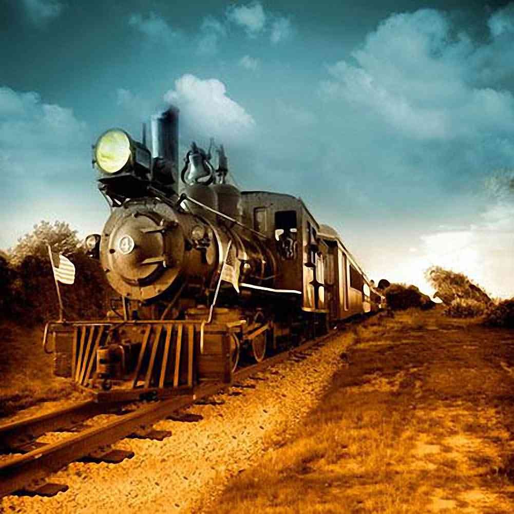 Vintage Train 8x8ft Photo Backdrop for Photography & Events