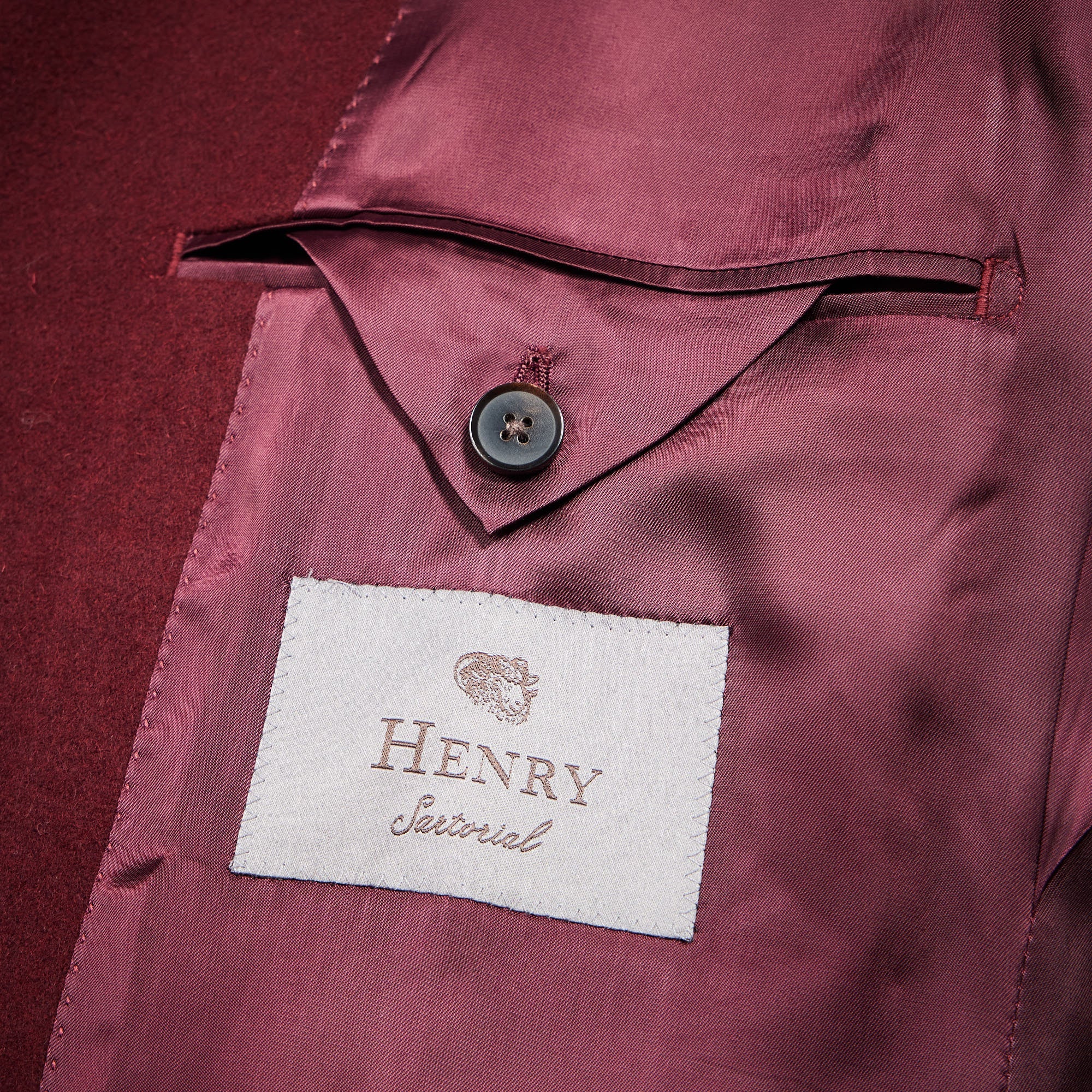Premium HENRY SARTORIAL Men's Blazer - Wool & Polyester Blend, Wine Red, Peak Lapel for Business & Formal Occasions