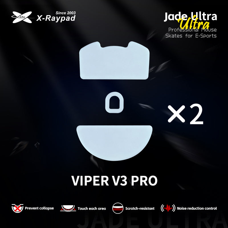 X Raypad Jade Ultra Mouse Skates for Razer Viper V3 Pro - Premium PTFE Mouse Feet for Gaming - Smooth Gliding & Enhanced Control for FPS, MOBA, and Esports