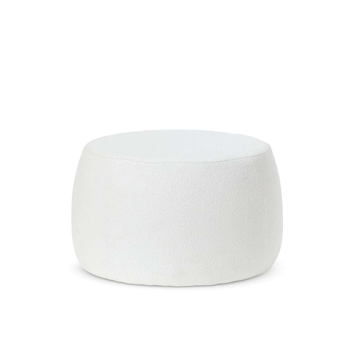 Luxury Boucle Ottoman Stool - Large Cream Upholstered Footrest Pouf for Living Room, Bedroom & Nursery - Soft & Comfortable Seating or Decor Accent Piece