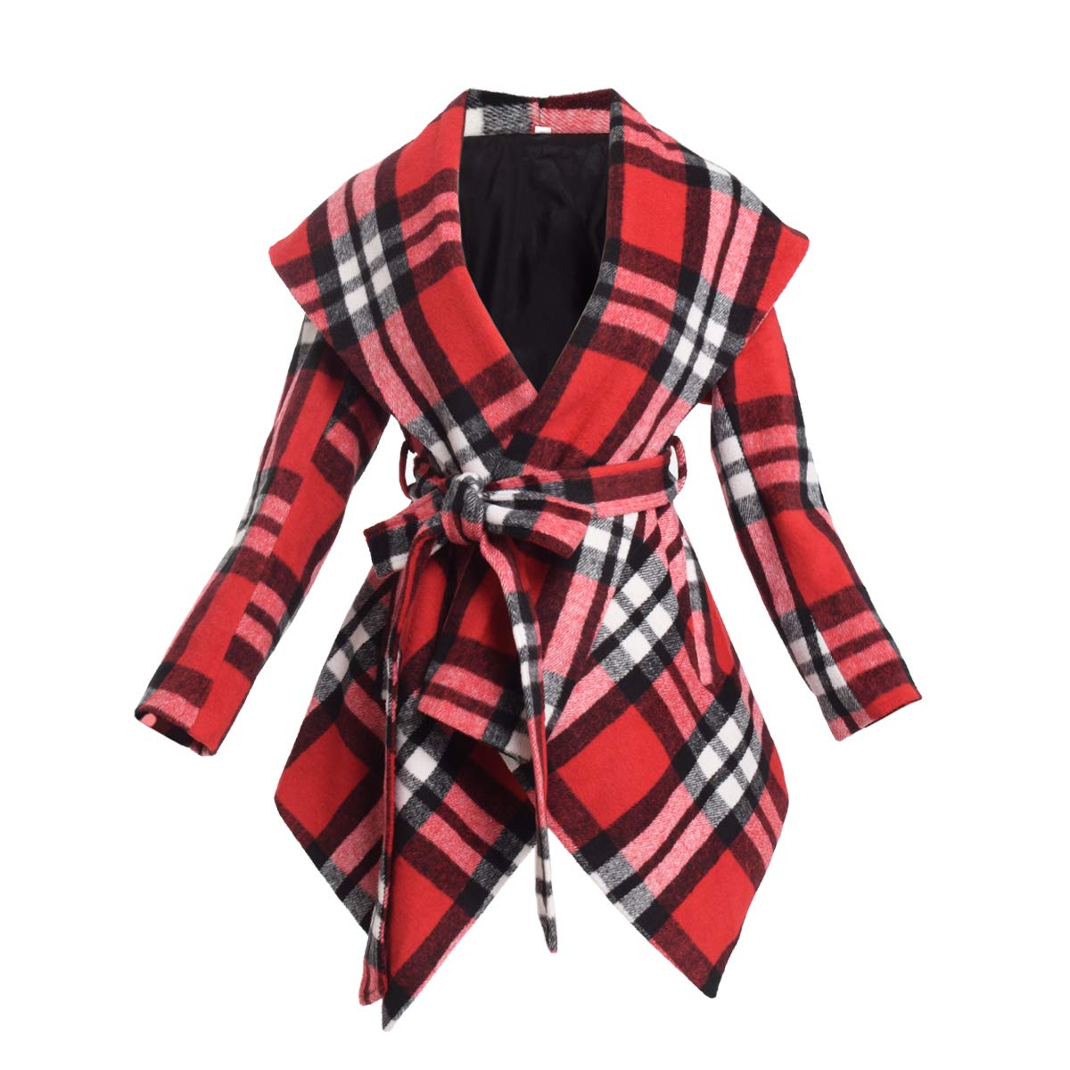 BPURB Women's Wool Blend Belted Wrap Coat with Turn Down Collar & Asymmetric Hem - Stylish Winter Outerwear for Work, Office & Casual Outings