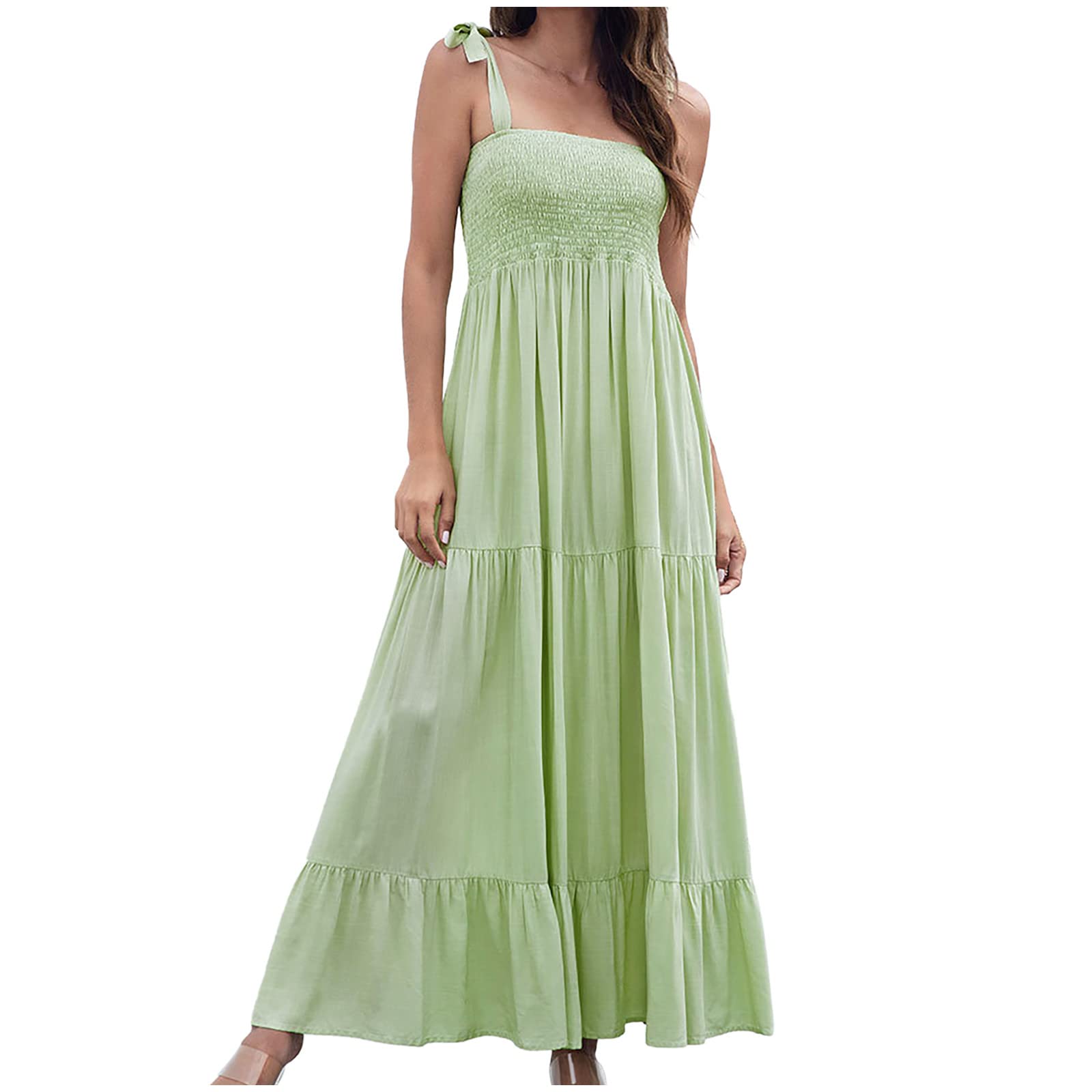 Elegant Spring Wedding Guest Dress for Women - Summer Casual Sleeveless Bandage Vest Long Dress with Solid Camis | Perfect for Bridal Showers, Garden Parties & Evening Events