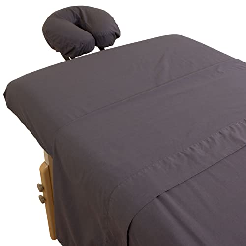 Professional Massage Table Sheet Set - 3-Piece Poly-Cotton Blend (Gray, 10 Pack) | Includes Flat Sheet, Fitted Sheet & Face Rest Cover | Ultra Soft & Durable for Spa, Salon & Physical Therapy Use