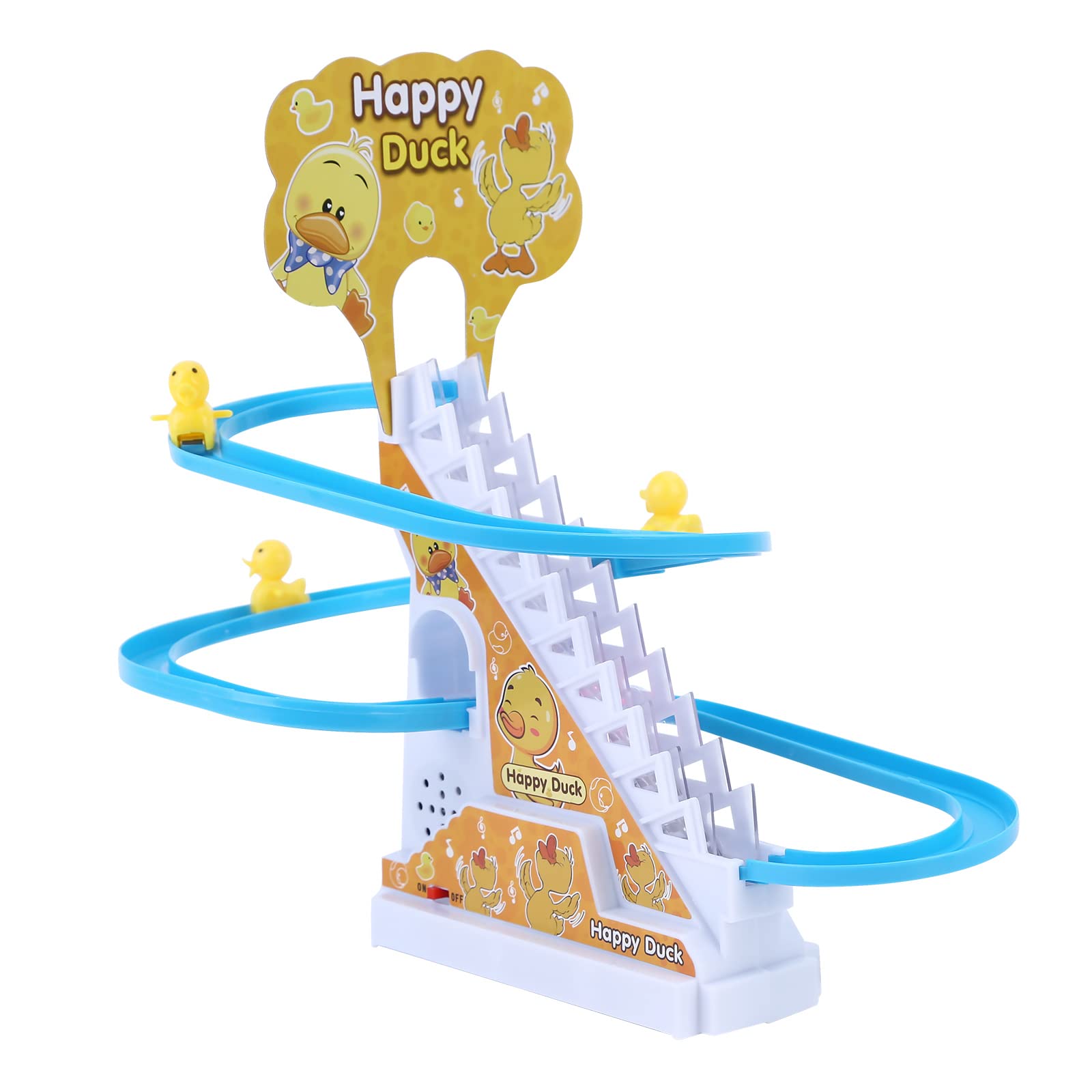**Occitop Electric Duck Climbing Stairs Toy with LED Lights & Music – Interactive Duck Roller Coaster Track Set for Kids – On/Off Switch for Quiet Play – Fun Indoor & Outdoor Race Track Game for Toddlers & Children**    *(Perfect for Birthday Gifts, Playroom Fun, and Family Game Nights!)*