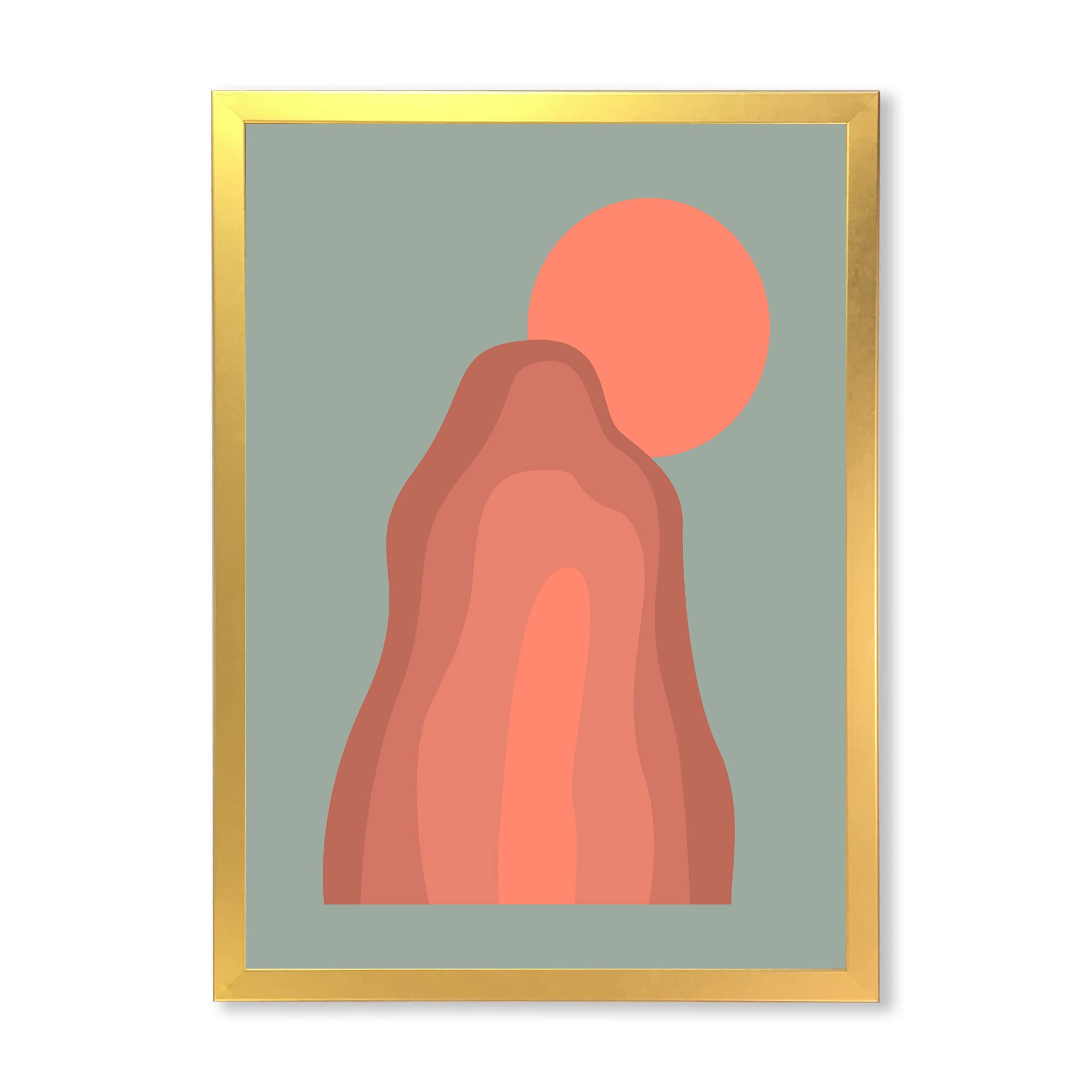 DesignQ Pink Sunset Mountain Landscape Modern Framed Wall Art - Stunning Home Decor for Living Room, Bedroom & Office