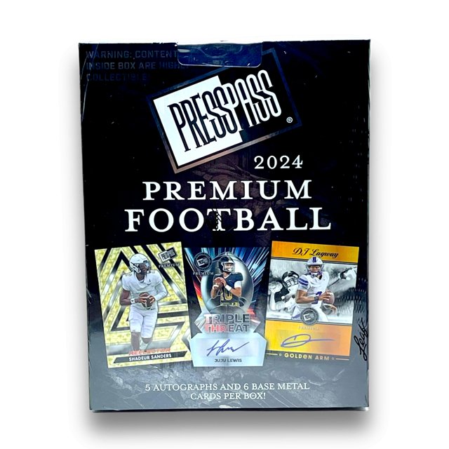 2024 Leaf Press Pass Premium Football Hobby Box - Collectible Trading Cards for NFL Fans, Fantasy Sports & Memorabilia Enthusiasts - Perfect for Gifts, Investments, and Game Day Excitement