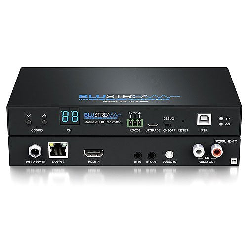 Blustream IP200UHD TX IP Multicast HDMI UHD Video KVM over 1GB Network Receiver with Bi-Directional IR, RS-232 & USB - Perfect for Professional AV Installations, Digital Signage and Remote Desktop Control