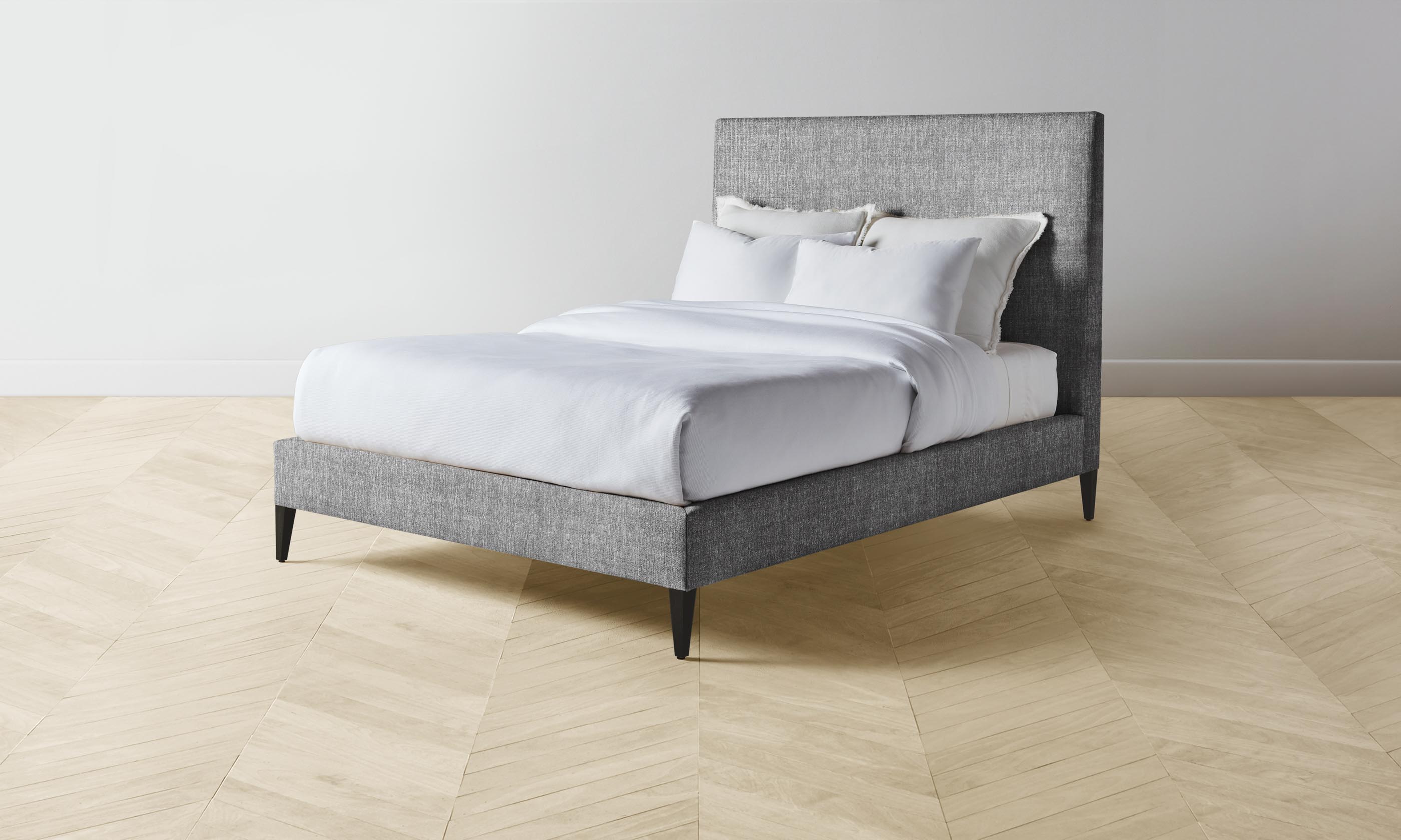 Essex Bed with Performance Tweed Smoke Finish – Durable & Stylish Bed Frame for Modern Bedrooms | Perfect for Master Bedroom, Guest Room, or Apartment Decor
