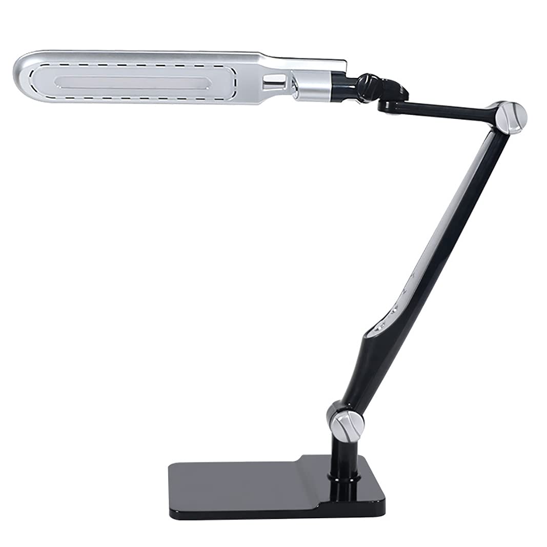 2 in 1 Adjustable Eye-Caring Desk Lamp with Clamp & Base - 3 Color Modes, 9 Brightness Levels, Memory Function & Multi-Angle Rotation for Home Office, Study & Reading (Black)