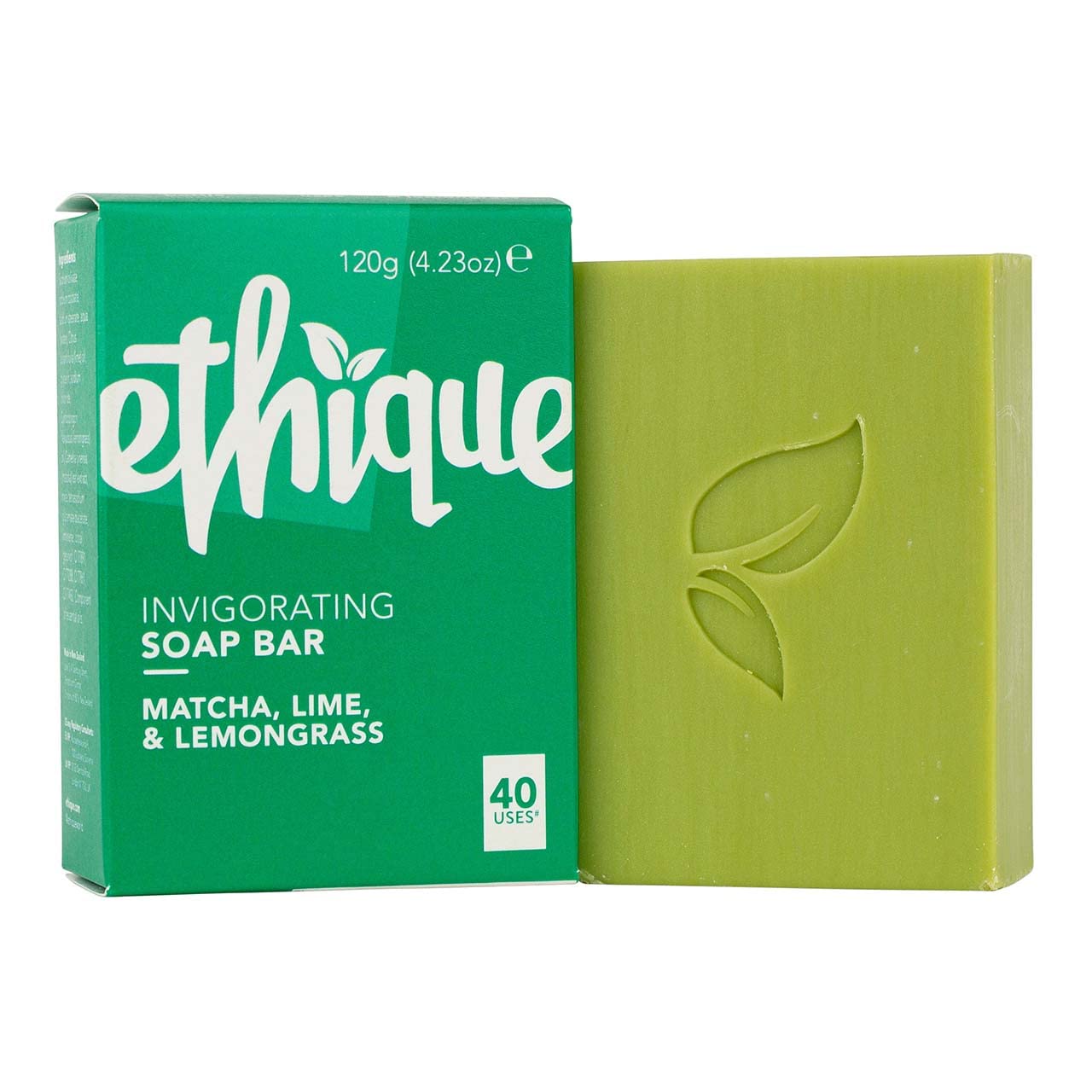 Ethique Matcha, Lime & Lemongrass Body Wash Bar - Vegan, Plastic-Free Soap with Coconut & Olive Oil for All Skin Types | Moisturizing, Eco-Friendly, Compostable & Recyclable (2-Pack, 120g/4.2oz Each) | Perfect for Shower, Travel & Sustainable Bath Routine
