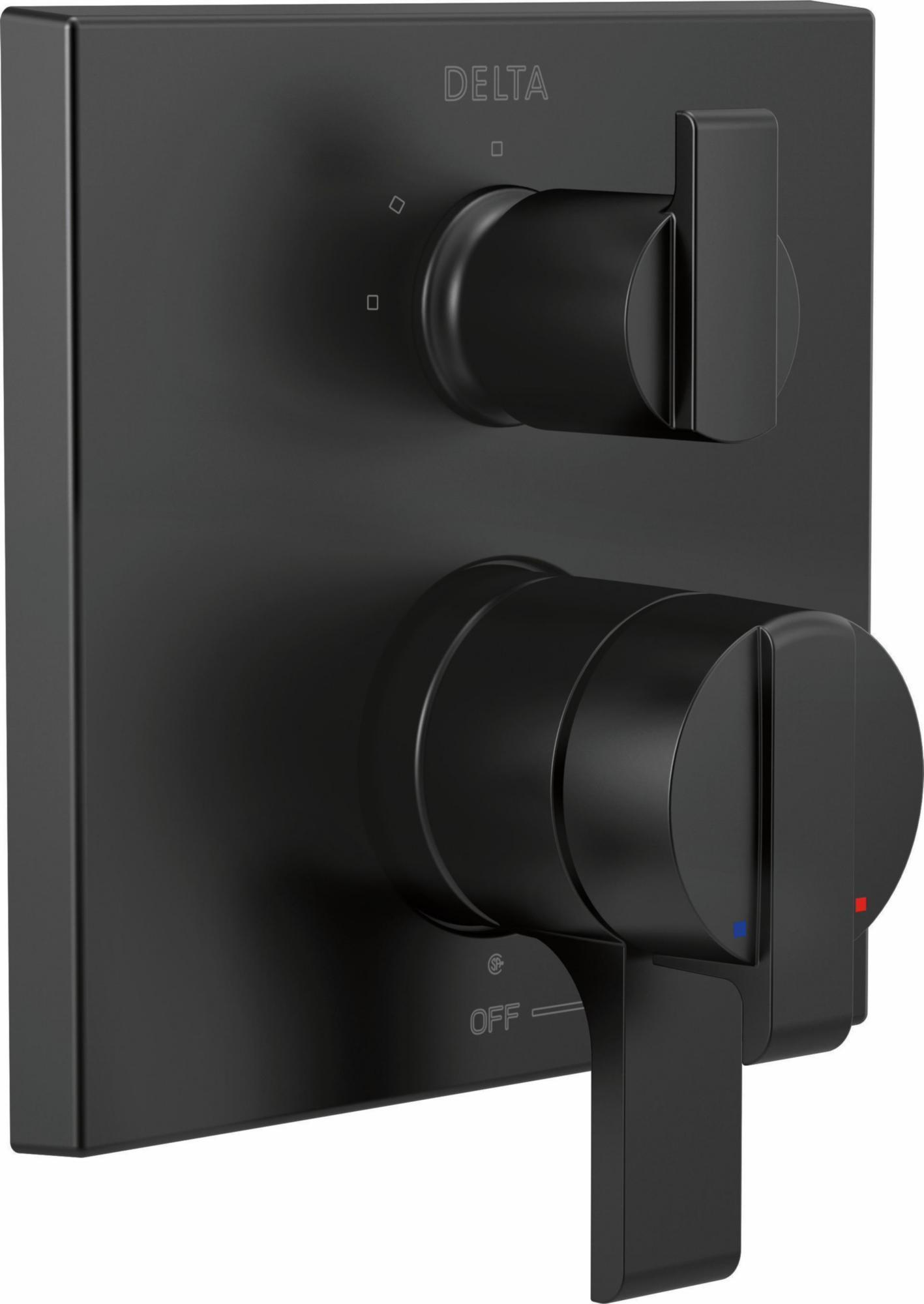 Delta T27867 BL Matte Black Angular Modern Monitor 17 Series Valve Trim with 3 Setting Integrated Diverter - Perfect for Bathroom & Shower Faucet Upgrades