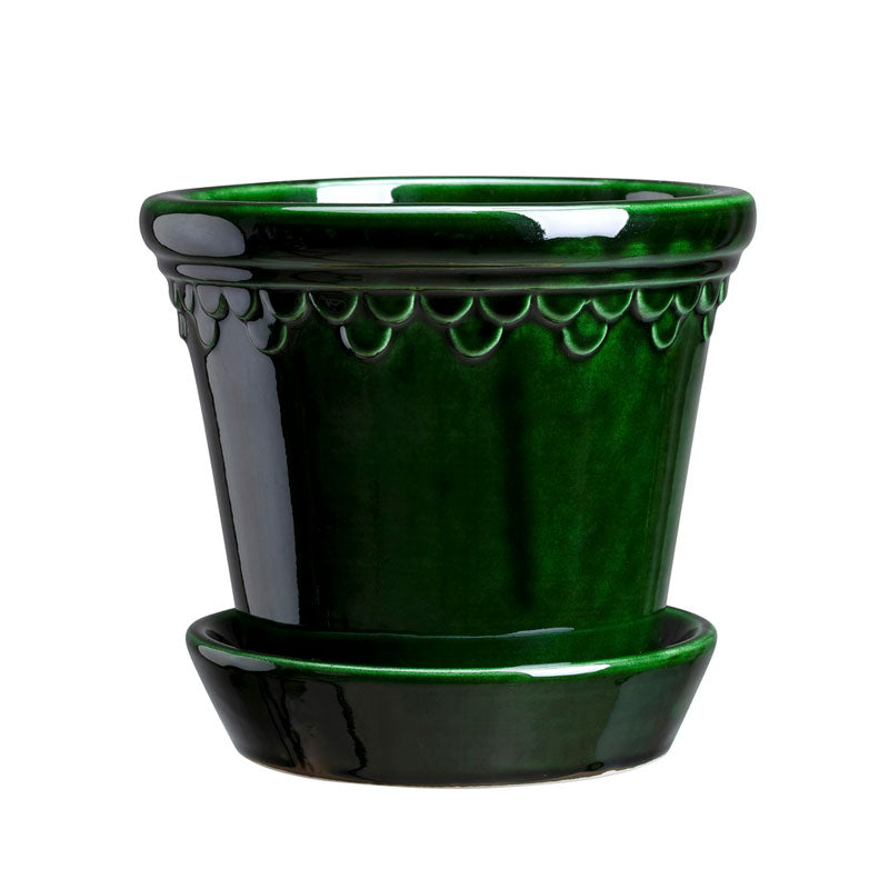 Bergs Potter Kruka with Saucer, Jugend Style Green 18 cm - Perfect for Indoor Plants, Home Decor, and Gift Ideas