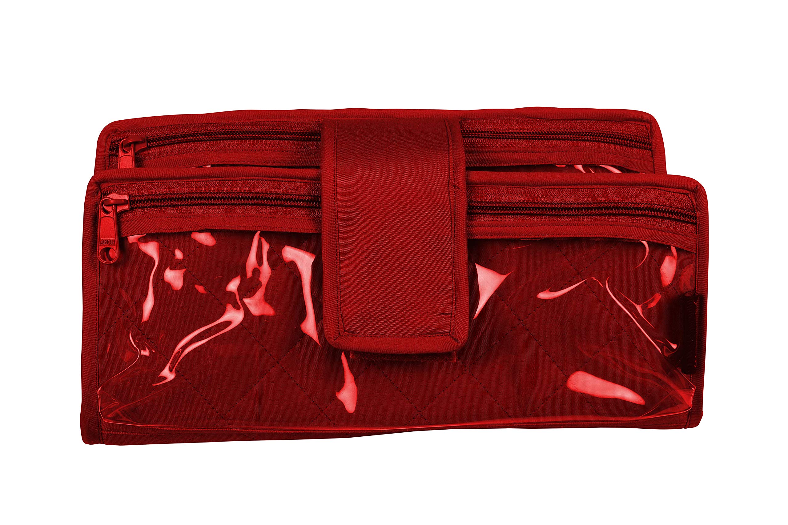 Yazzii Portable Thread Organizer for Sewing & Embroidery - Multifunctional Spool Holder with Storage for Floss, Needles & Sewing Supplies - Perfect for Travel, Classes, Craft Groups & DIY Projects (Red)