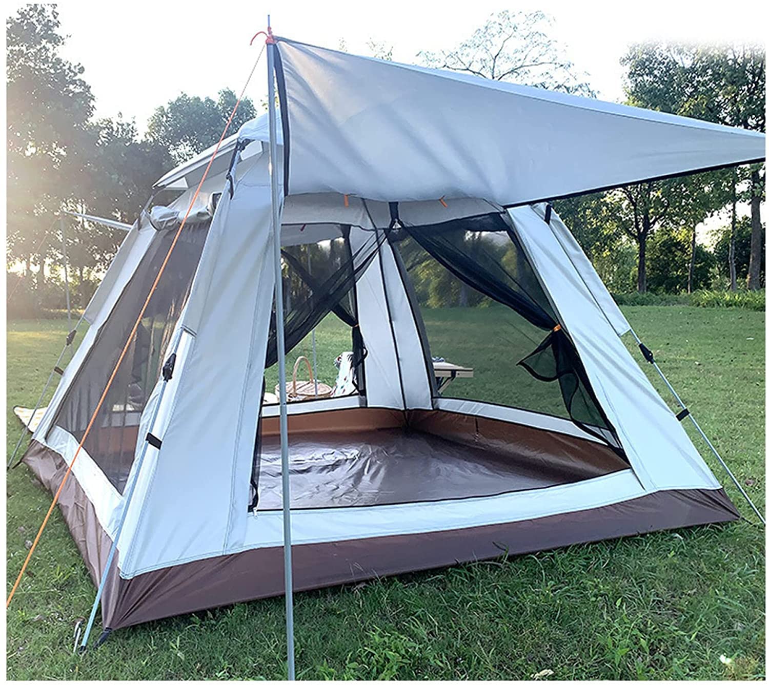 4 Person Camping Tent - 3 Second Instant Setup, Double Doors & 4 Windows - Lightweight Dome Tent for Family Outdoor Adventures, Hiking & Backpacking Trips
