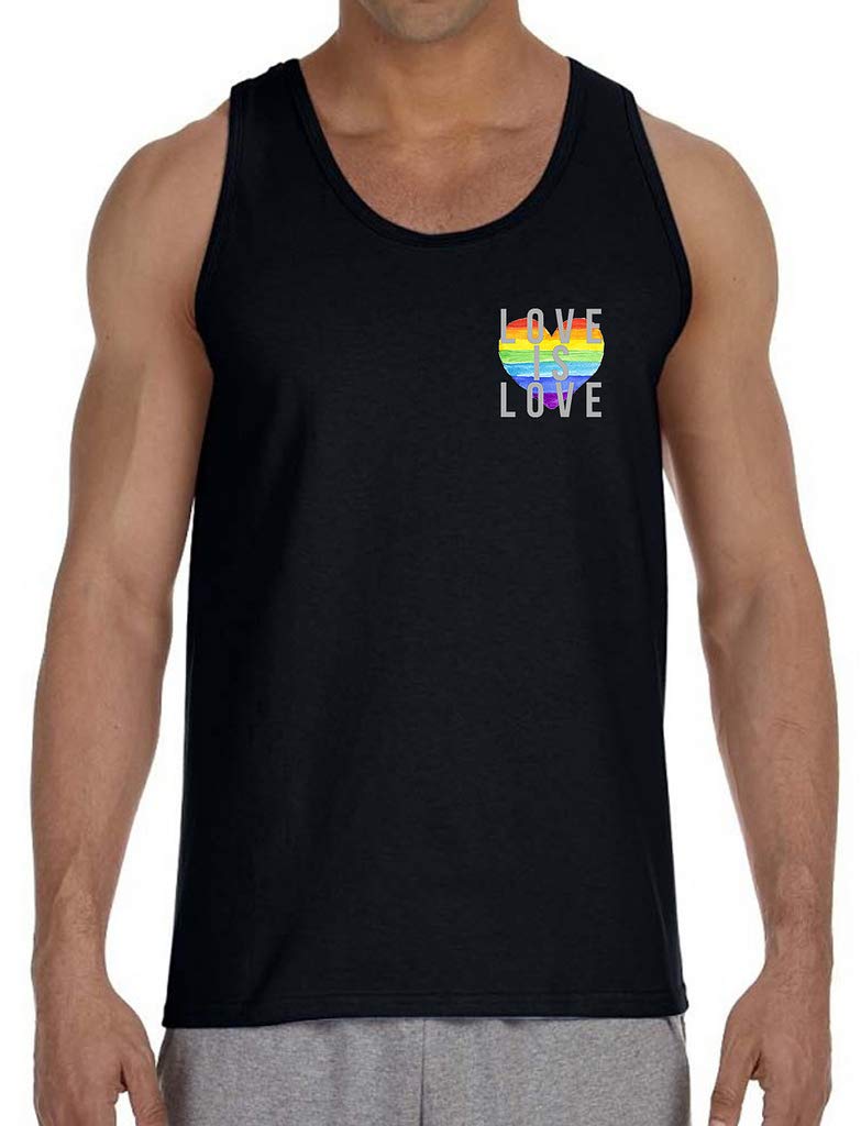 Men's Love is Love Heart Print Black Tank Top - Soft & Comfortable Sleeveless Shirt for Casual Wear, Gym, Summer Outfits & Pride Events