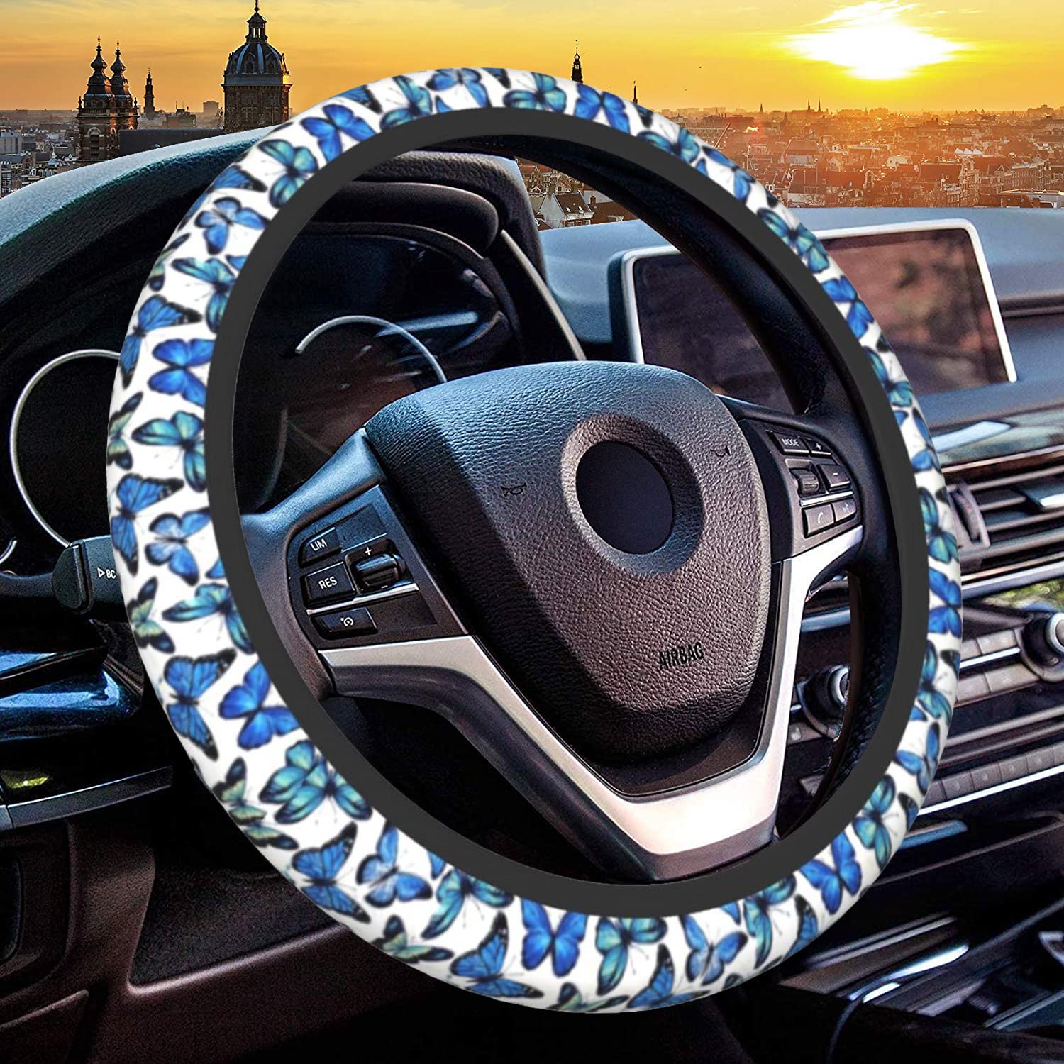Cute Butterfly Steering Wheel Cover for Women - Anti-Slip, Sweat-Absorbing, Comfortable Car Accessory - Universal Fit 15 Inch - Perfect for Daily Commute, Road Trips & Summer Driving