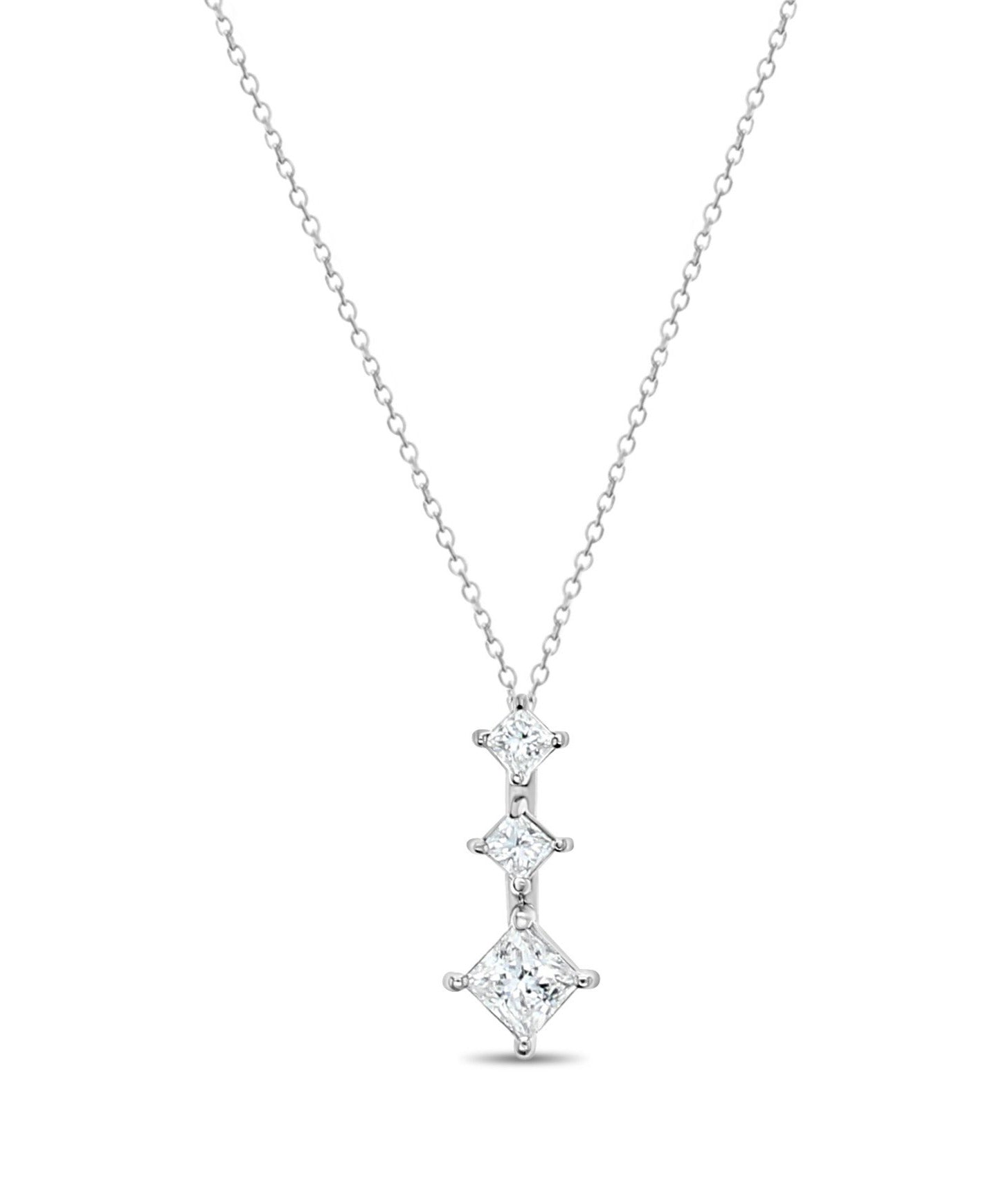 Princess Cut Diamond Past Present Future Necklace - Elegant & Timeless Jewelry for Women, Perfect for Anniversaries, Weddings & Special Occasions
