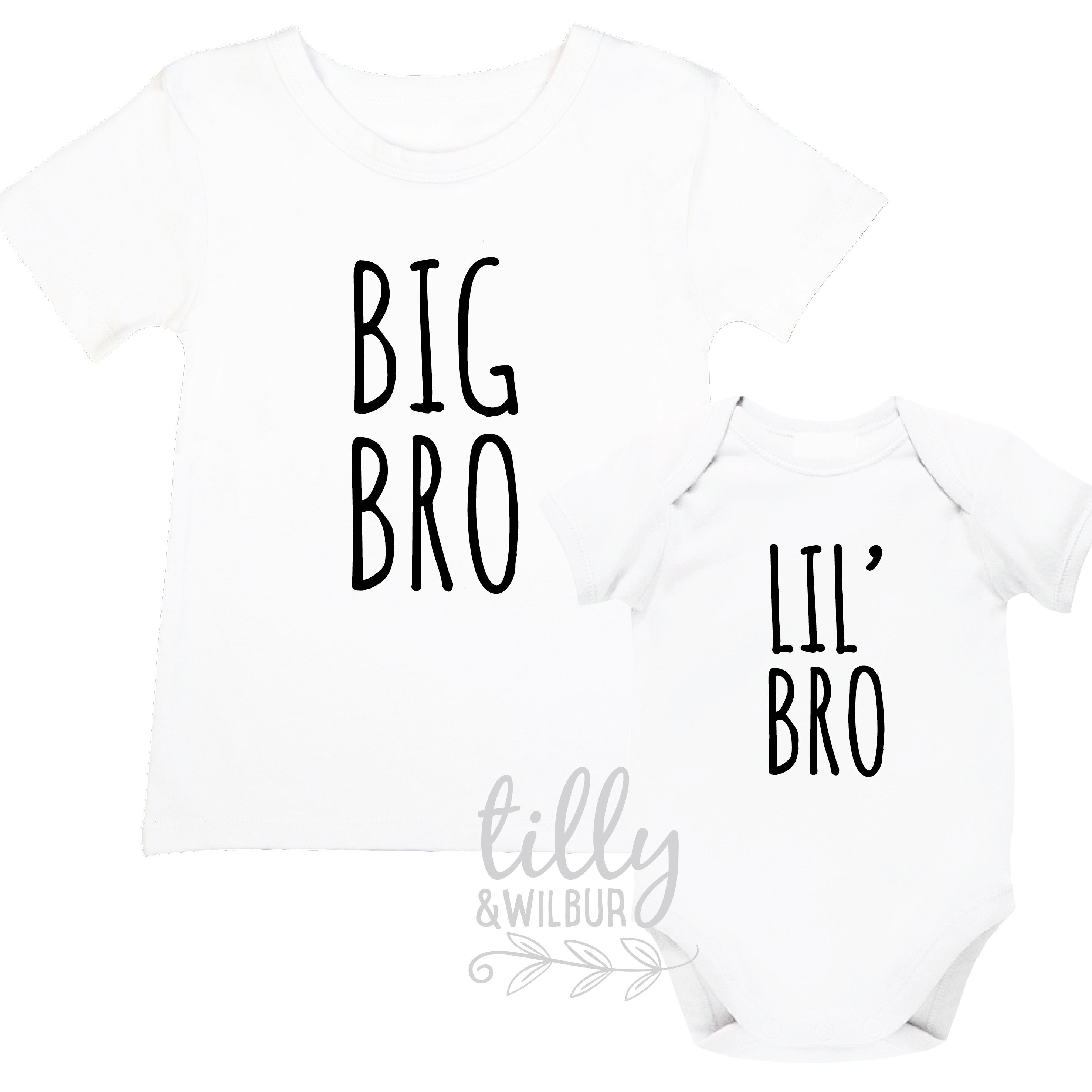 Big Bro Lil' Bro Matching T-Shirt or Bodysuit - Sibling Outfits for Twins & Siblings - Multiple Colors Available - Perfect for Family Photos, Birthday Parties & Special Occasions