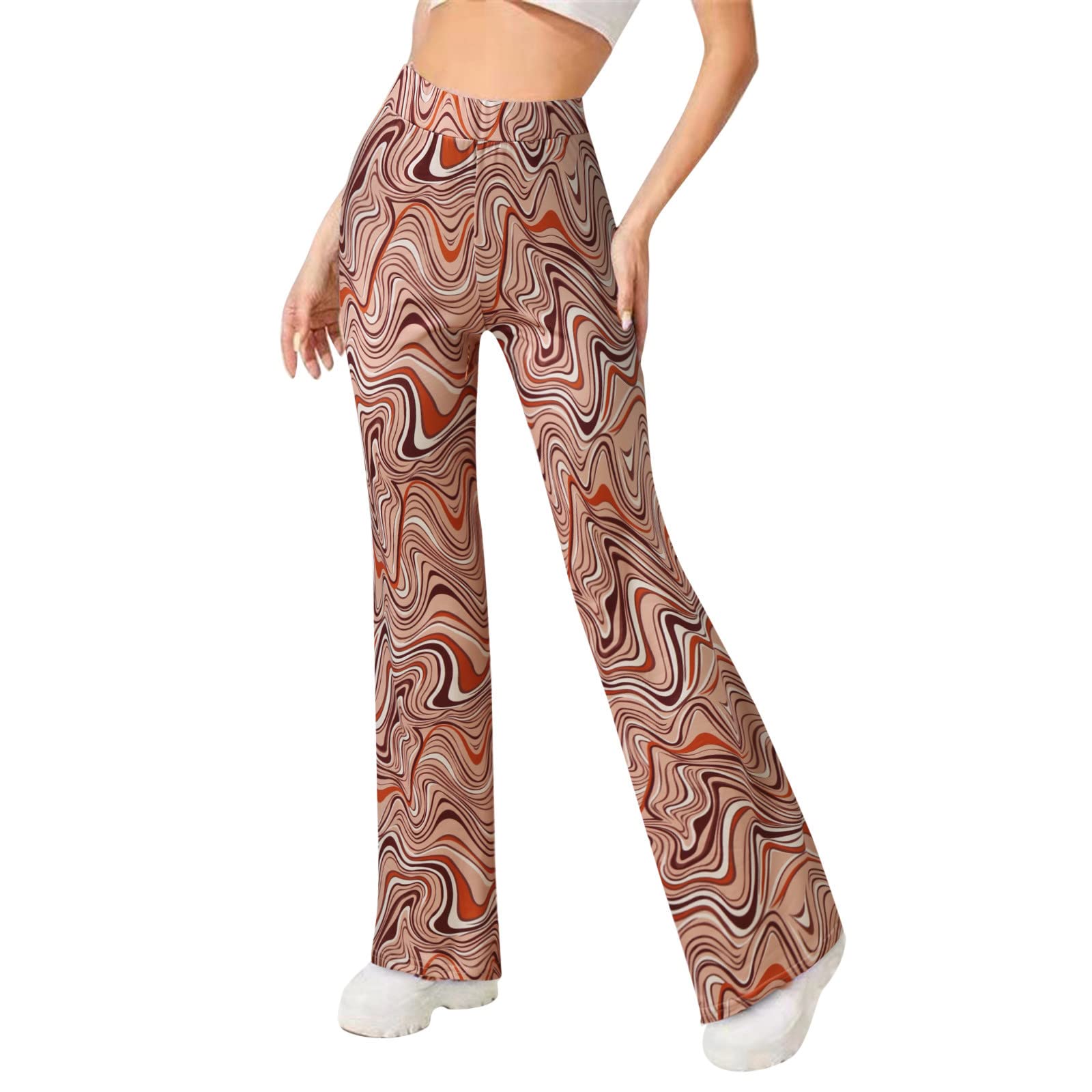 JIANGMEI Women's High Waist Yoga Pants with Print - Loose Fit Straight Leg Sport Pants in Navy Blue | Perfect for Yoga, Gym, Running & Casual Wear