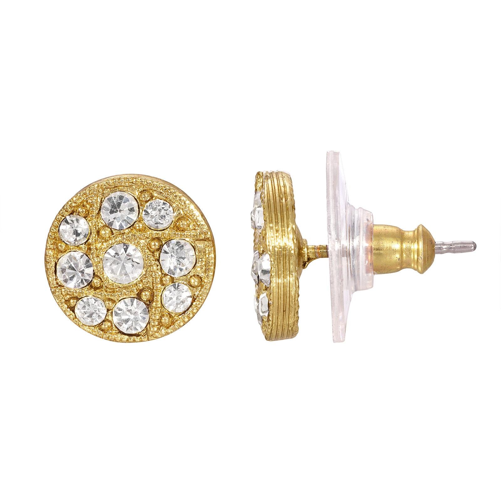 1928 Jewelry Petite Round Crystal Stud Earrings for Women - Elegant Cubic Zirconia Earrings for Everyday Wear, Party & Wedding Accessories