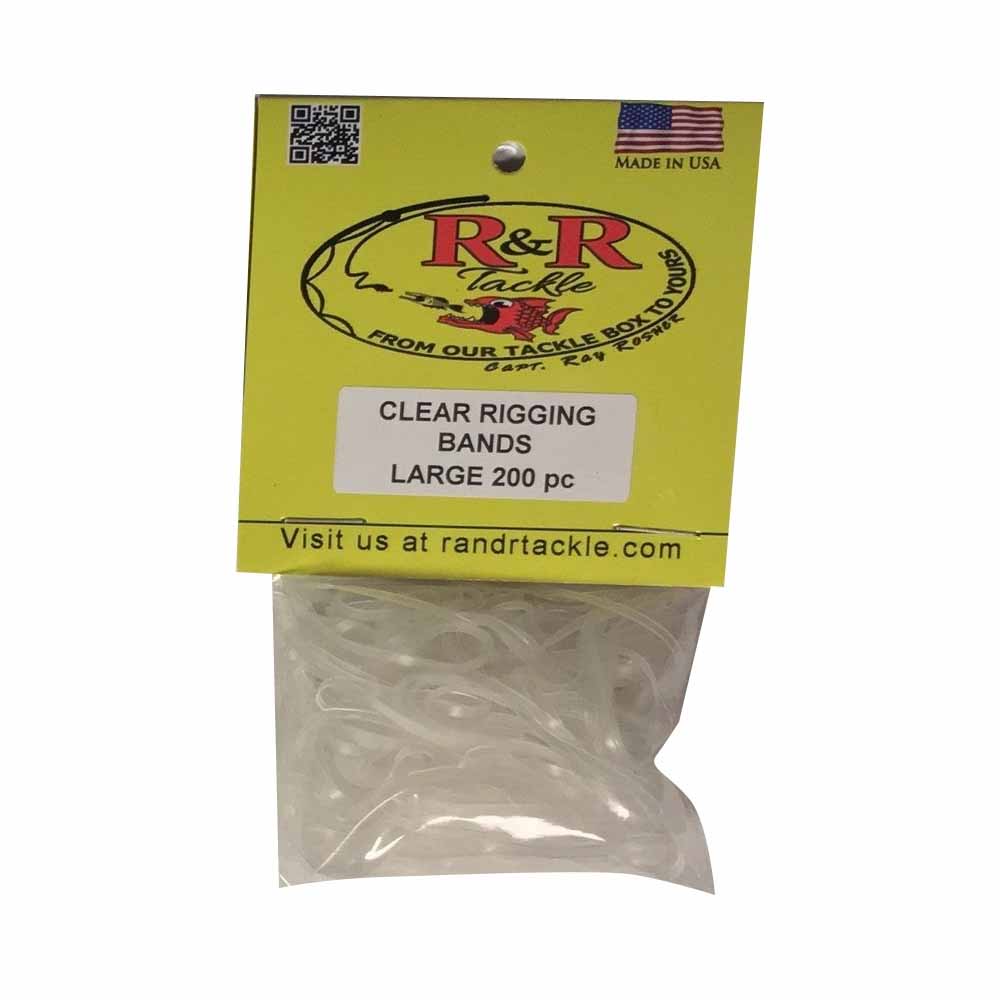 R&R Tackle Large Clear Rigging Band - Heavy Duty Rubber Bands for Fishing, Boat Rigging & Marine Use - Secure Lures, Hooks & Gear - Saltwater & Freshwater Fishing Accessories