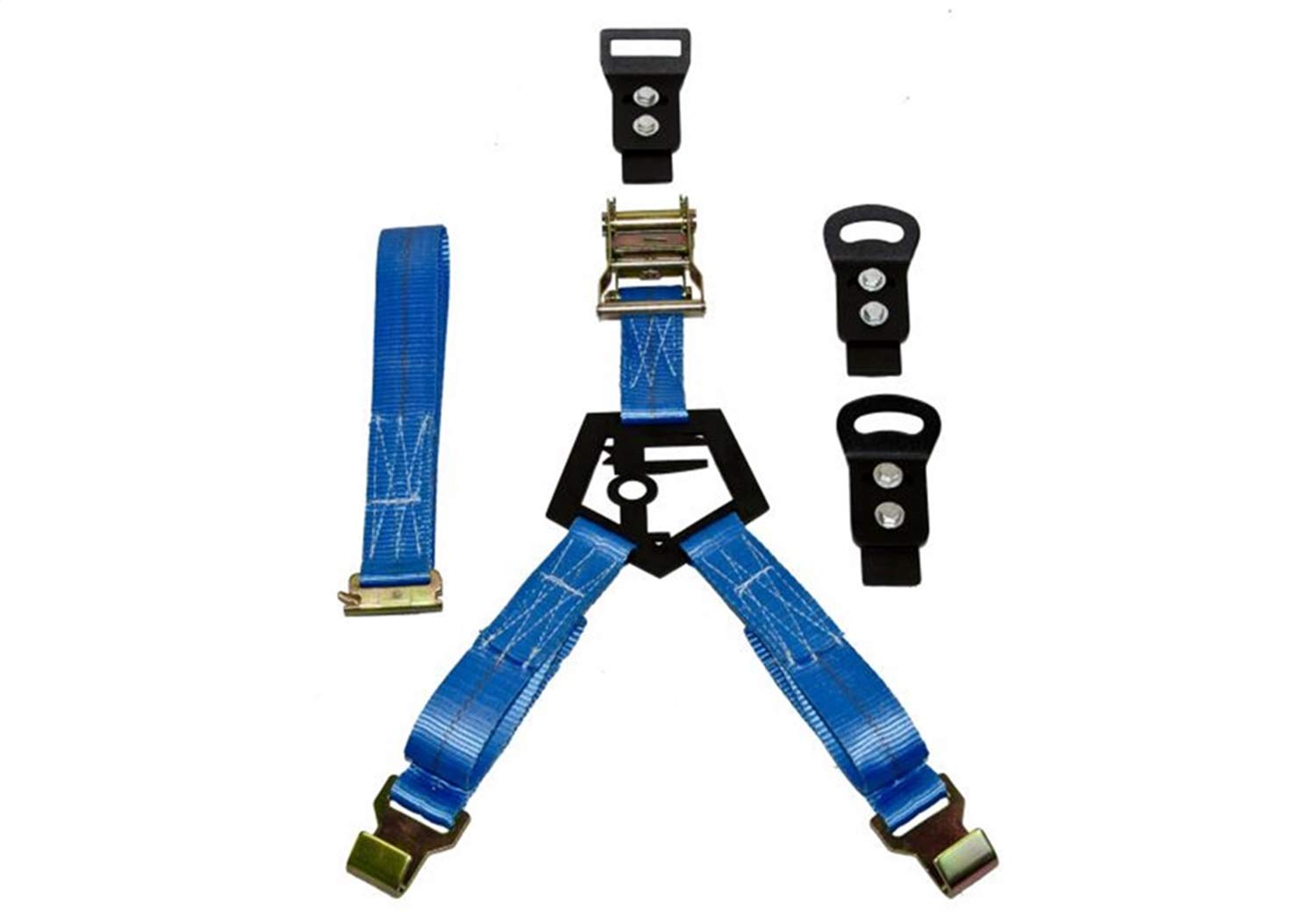 N-Fab Universal Bed Mounted Rapid Strap Tire Carrier with Blue Strap - Gloss Black (BM1TSBL) | Heavy Duty Off-Road Truck Accessory for Jeep, Tacoma & Pickup Trucks | Perfect for Overlanding & Off-Road Adventures