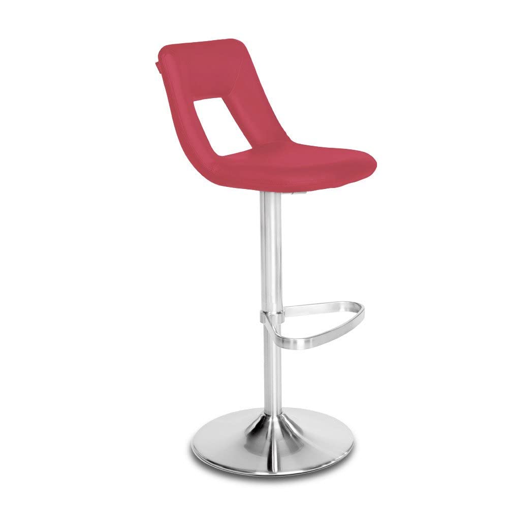 Zuri Furniture Red Jazz Adjustable Height Swivel Bar Stool Without Arms - Modern Kitchen Island & Home Bar Seating for Dining & Entertainment Areas