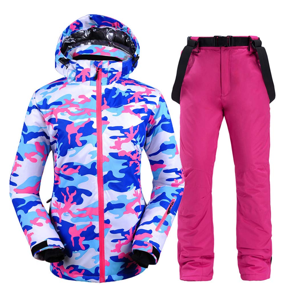 Women's Waterproof Windproof Thermal Ski Suit Set - Jacket & Suspenders Pants for Snowboarding, Skiing, Outdoor Hiking - Breathable Winter Sports Gear for Cold Weather Adventures