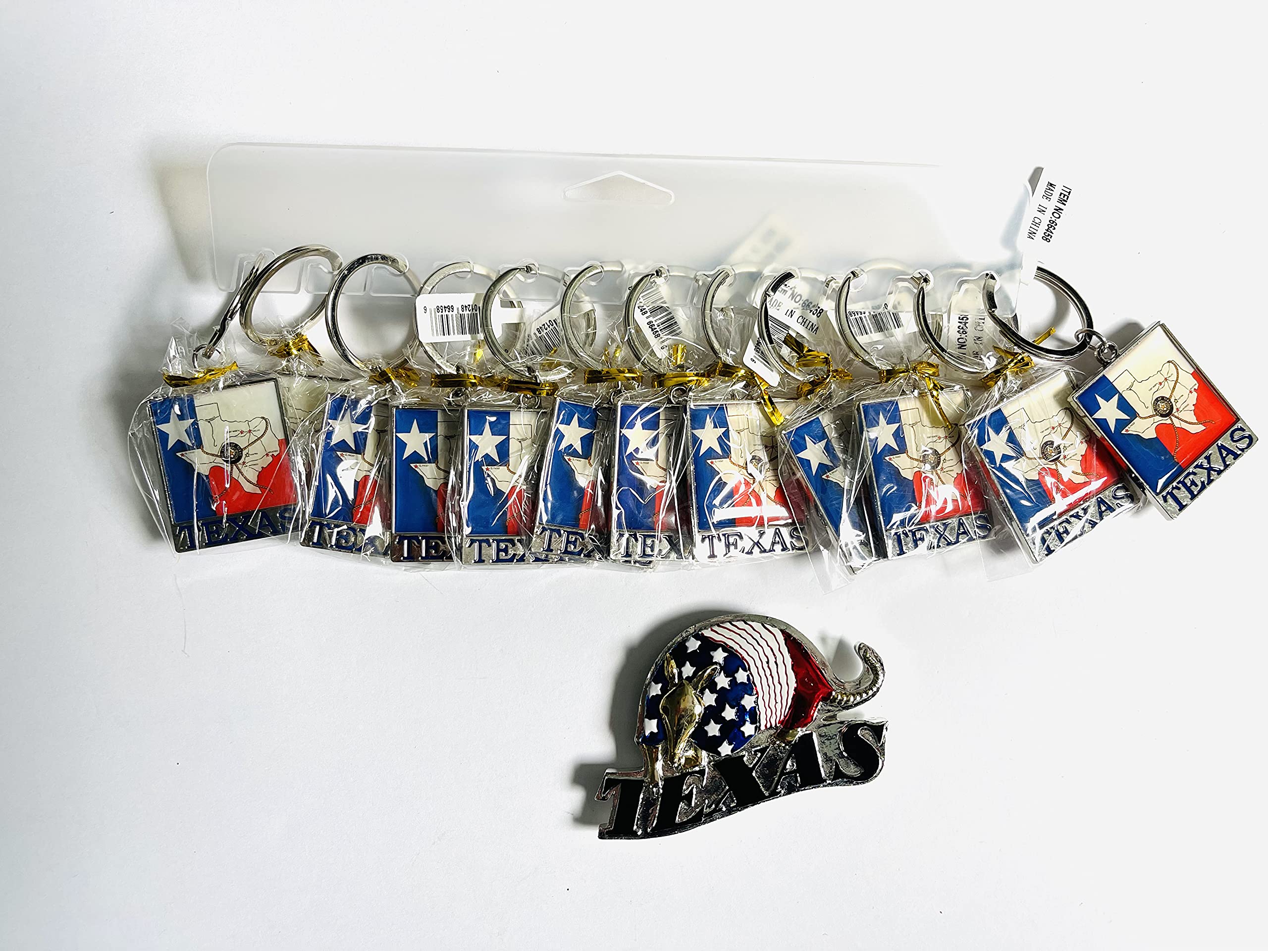Texas Souvenir Gift Set - 12 Pack Keychains with Free Armadillo Magnet (Texas Map & Seal Design) - Perfect for Travel Gifts, State Pride & Home Decor