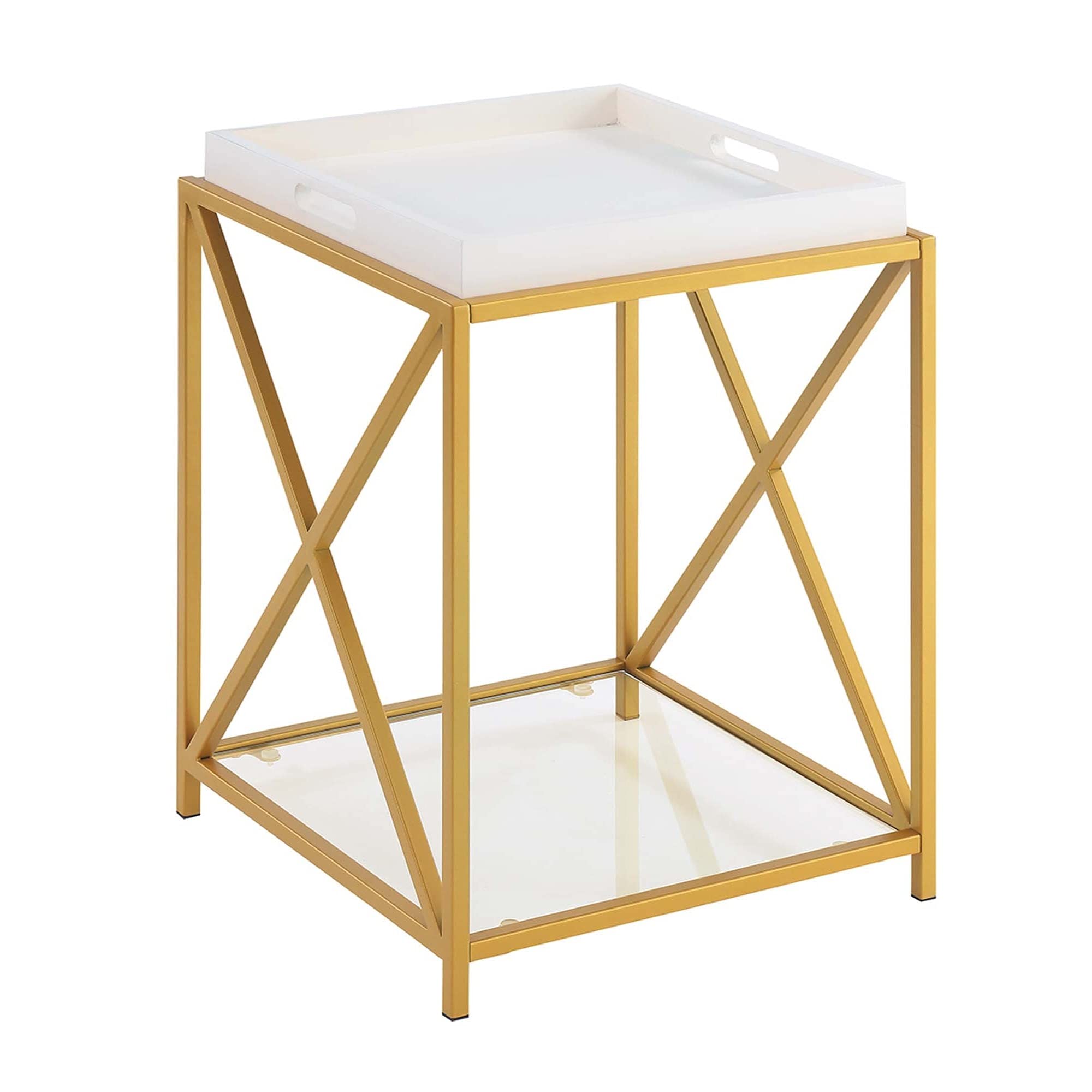Ergode St. Andrews End Table with Shelf & Removable Trays - Modern Side Table for Living Room, Bedroom, Office - Perfect for Storing Books, Decor & Essentials
