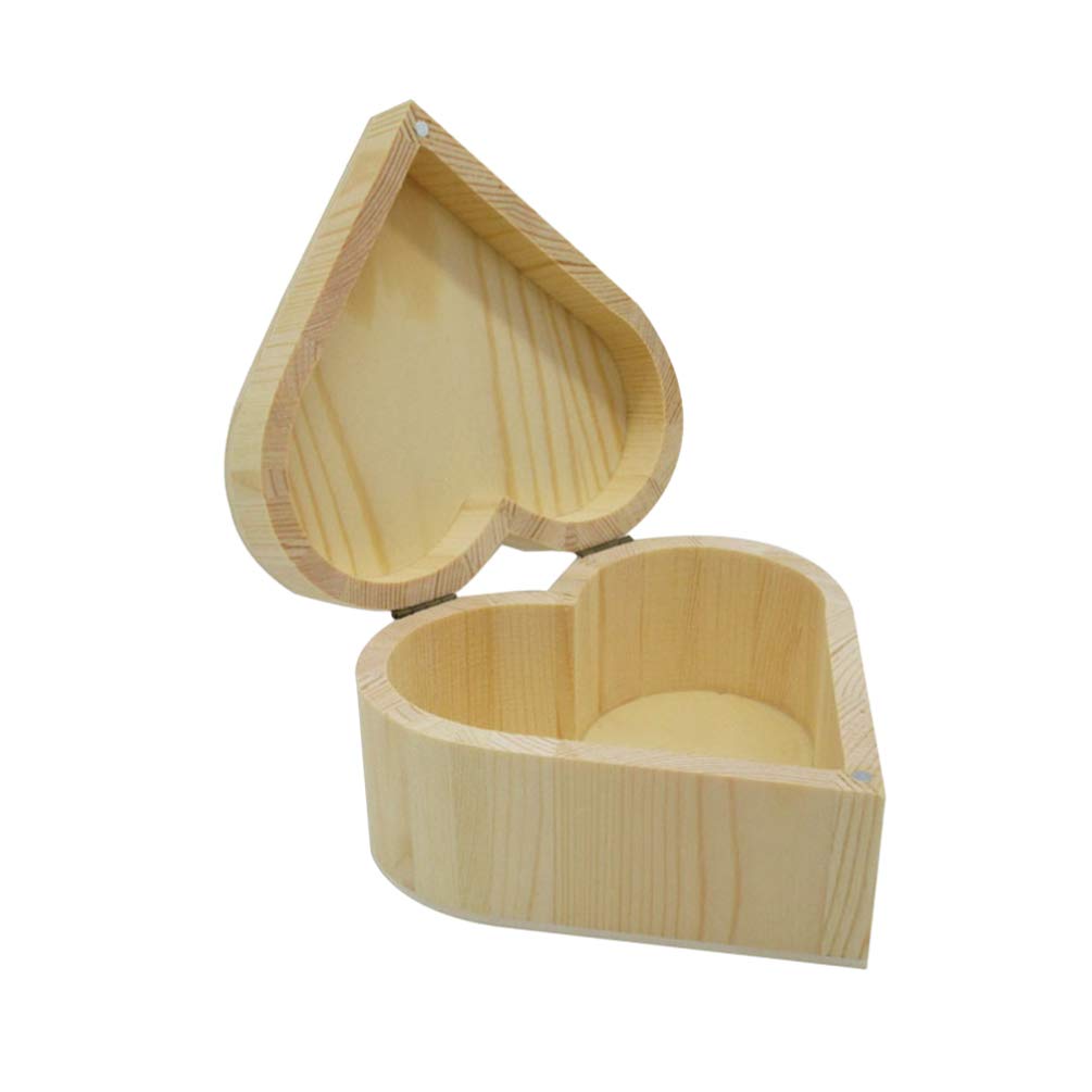 EXCEART Wooden Heart Shaped Jewelry Box - Unfinished DIY Ring Storage Box for Engagement Rings, Necklaces, Bracelets & Earrings - Perfect for Proposals, Wedding Gifts & Jewelry Organization