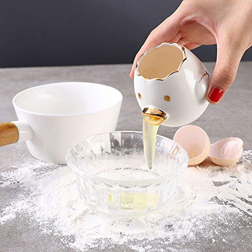 VELIHOME Ceramic Egg Separator - Cute Cartoon Egg Yolk & White Separator, Automatic Kitchen Gadget for Baking & Cooking | Perfect for Cake Making, Breakfast Prep & Healthy Recipes