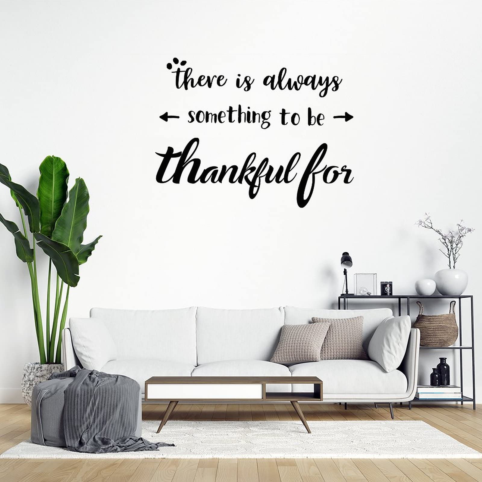 Vinyl Wall Decal - 'There is Always Something to Be Thankful for' Inspirational Quote Sticker for Home & Office Decor (30 Inches) - Perfect for Living Room, Kitchen, Bedroom, Bathroom, School & Workspace