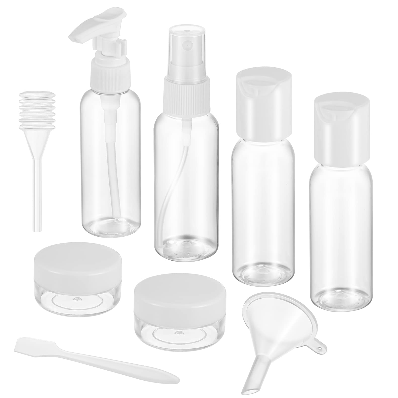 9-Piece Leak-Proof Travel Bottles Set for Toiletries - Refillable Cosmetic Containers for Shampoo, Lotion & Makeup with Clear TSA-Approved Travel Bag - Perfect for Airplane, Gym & Vacation Essentials