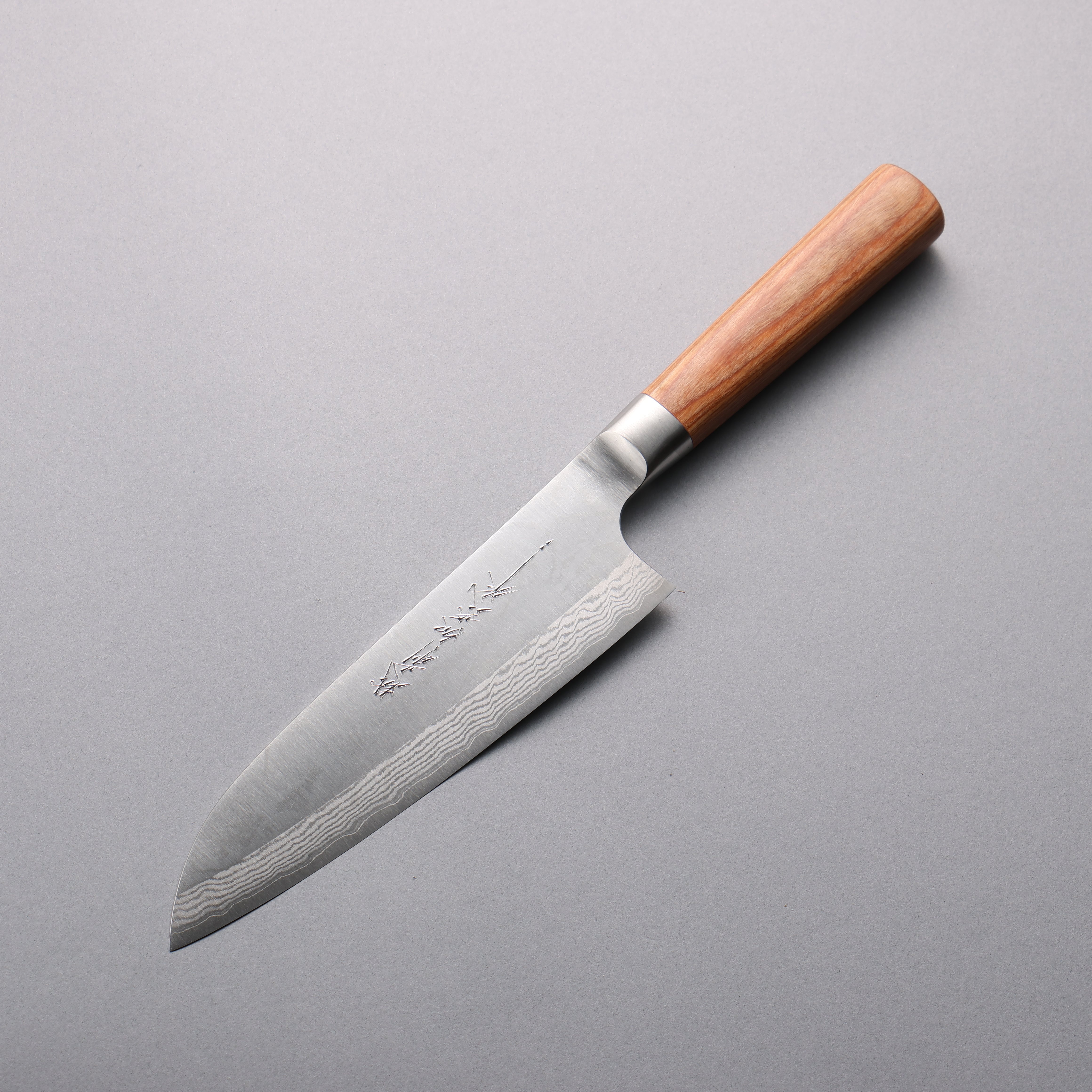Premium Kamo Hamono VG10 Damascus Santoku Knife 165mm - Japanese Chef Knife with Brown Pakkawood Handle - Perfect for Slicing, Dicing & Chopping Vegetables, Meat & Fish