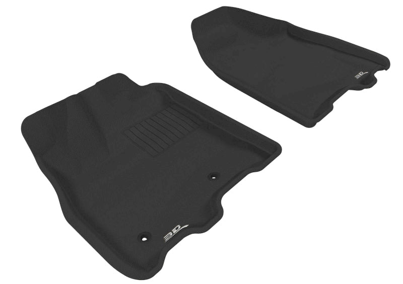 3D MAXpider Custom Fit All-Weather Floor Mats for 2011-2012 Toyota Sienna Kagu (1st Row) - Premium Black Car Floor Liners | Perfect for Daily Commute, Family Road Trips & Winter Protection