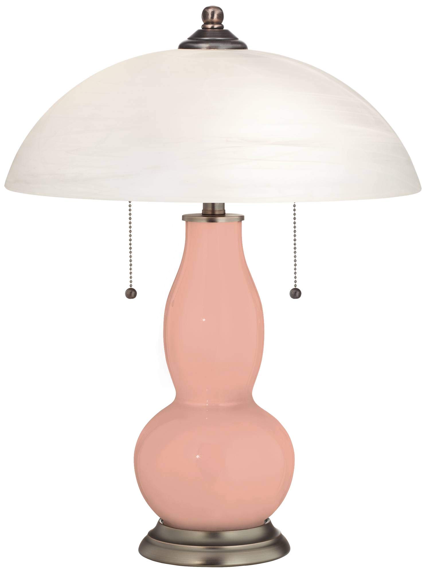 Mellow Coral Gourd-Shaped Table Lamp with Alabaster Shade - Elegant Home Decor for Bedroom, Living Room & Office Lighting