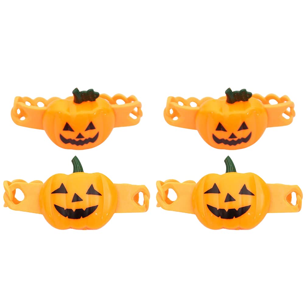 ABOOFAN Snap Bracelets 4Pcs - Glow in The Dark Pumpkin Design Wristbands for Halloween Party Favors, Cosplay Accessories & Kids Fun Jewelry