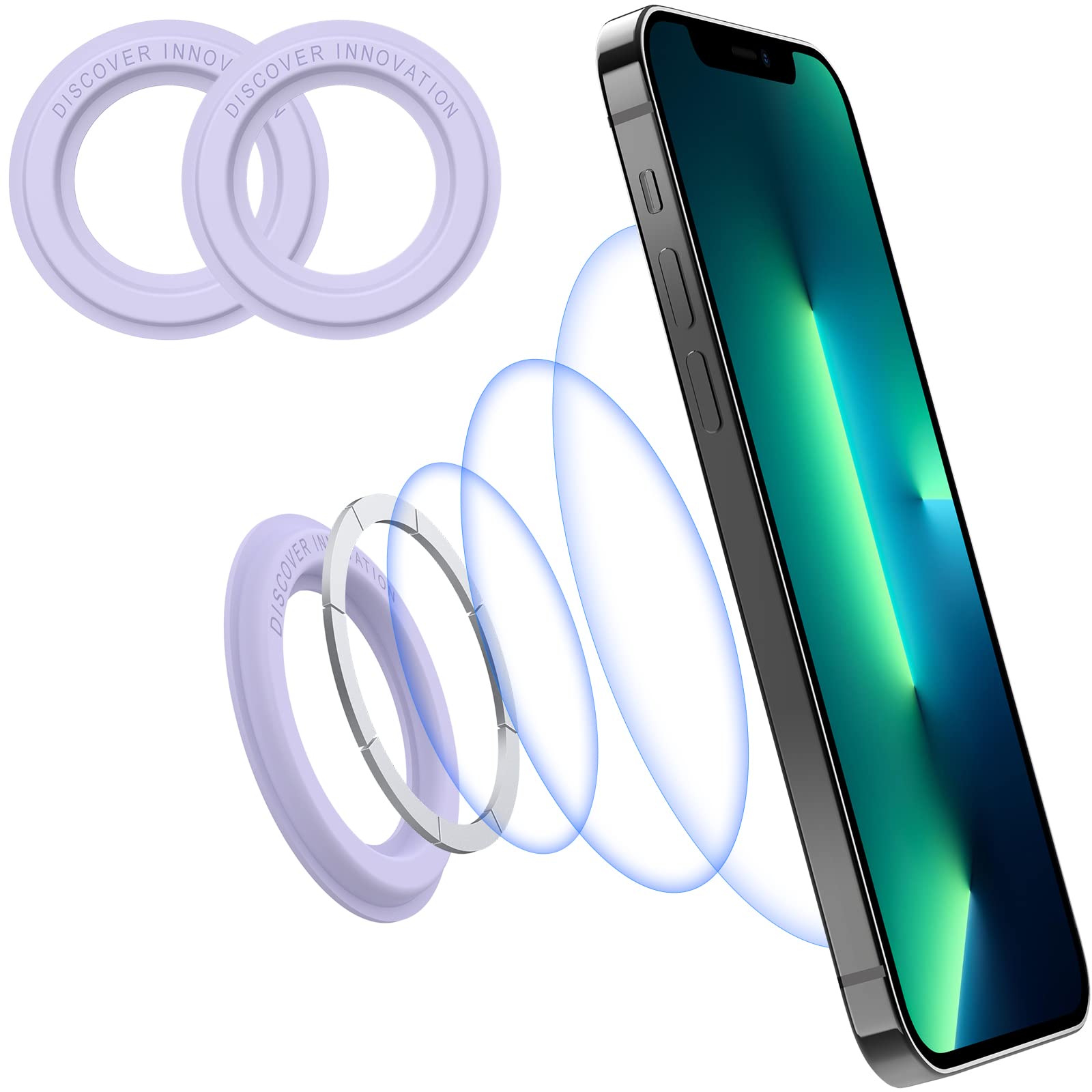 Nillkin SnapHold Magnetic Holder Ring Sticker - 2 Pack Purple, Compatible with iPhone 12/12 Pro/13/13 Pro Max, MagSafe Phone Mount for Wall, Car, Home, Office & Kitchen - Secure Hands-Free Viewing for Cooking, Driving & Video Calls