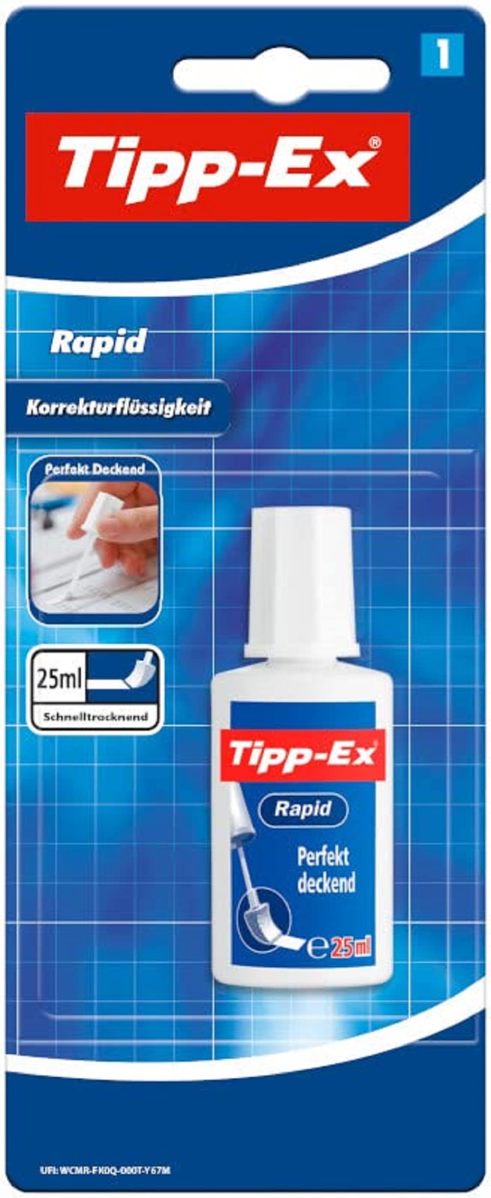 Tipp-Ex Rapid Correction Fluid 20ml - High Quality Opaque White Liquid for Mistakes - Long Lasting & Quick Drying - Perfect for Office, School & Home Use - Pack of 1