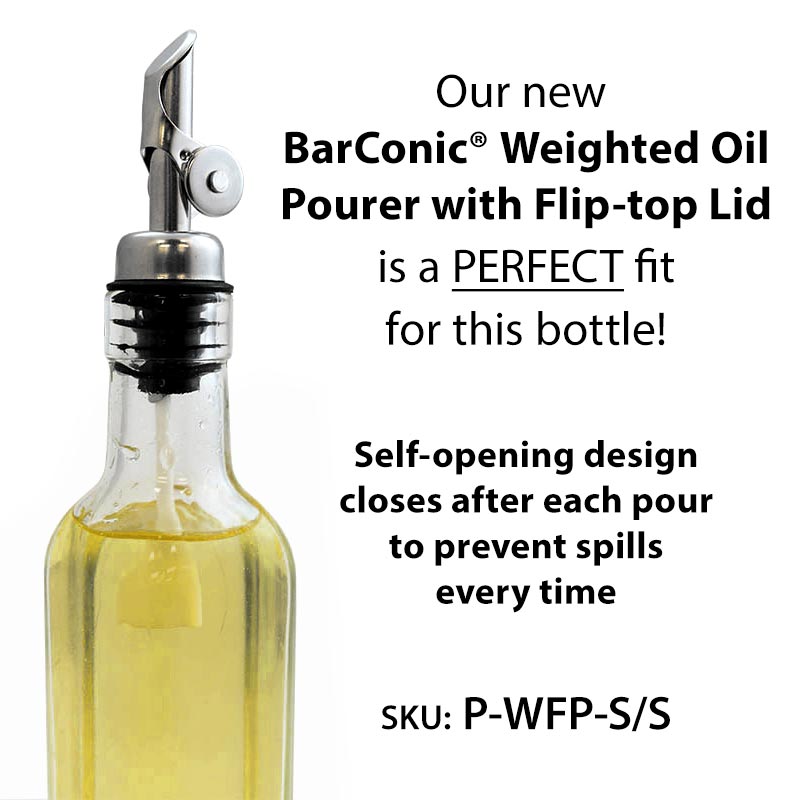 BarConic® Antique Style 8oz Square Glass Bottle for Oil, Vinegar & Mixing - Perfect for Kitchen, Dining Table & Gourmet Food Presentation