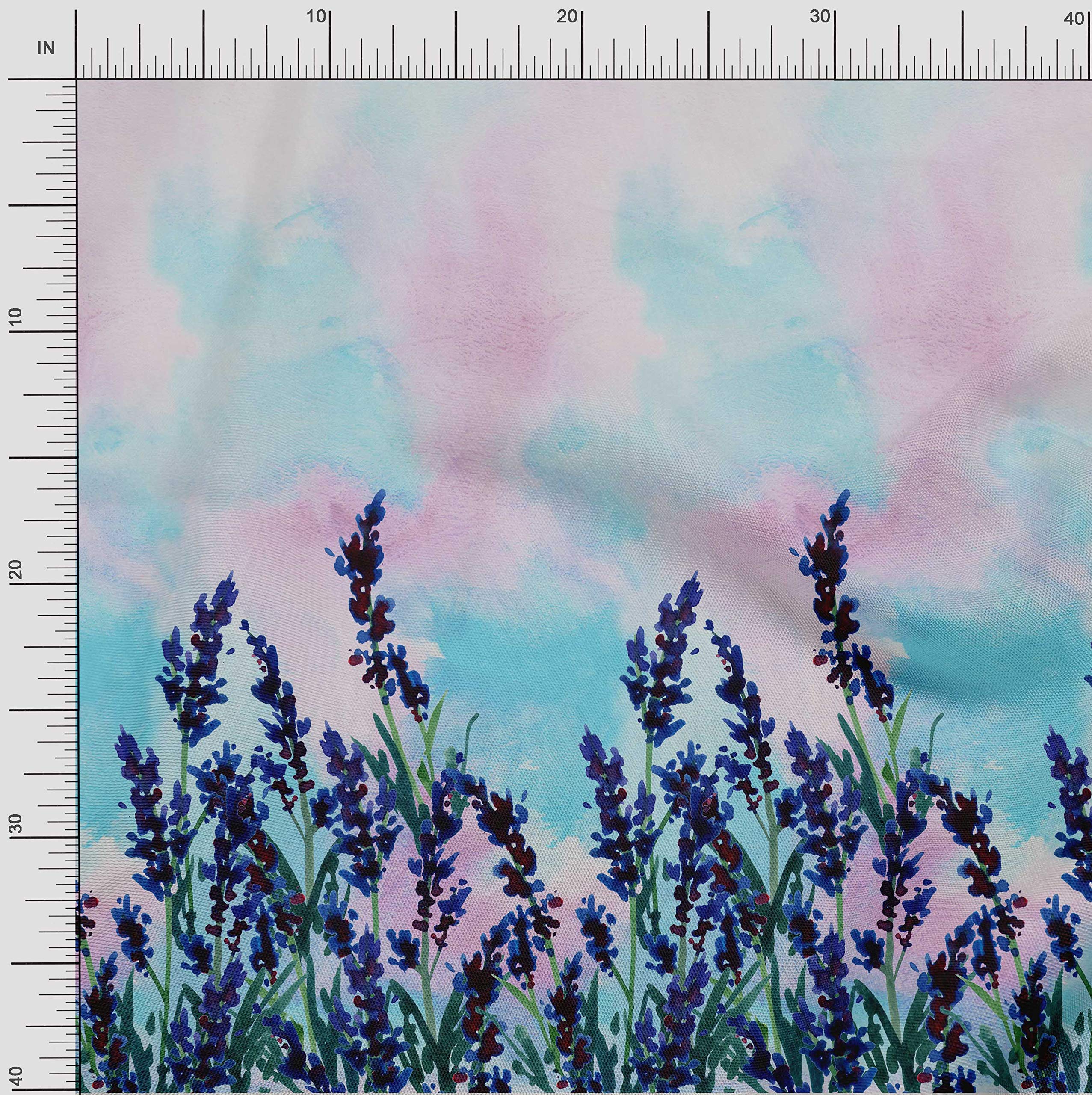 oneOone Cotton Cambric Fabric - Watercolor Flower Panel Print Sewing Material 56