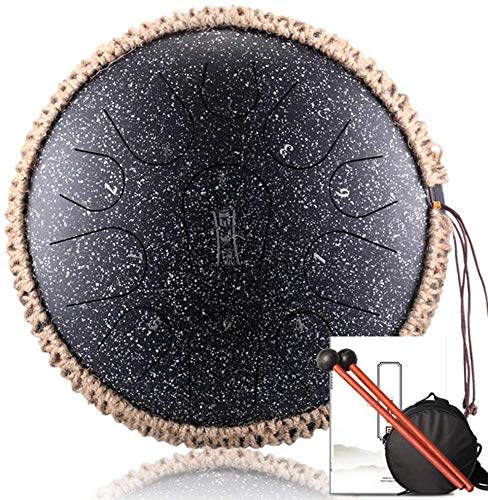 11-Note Steel Tongue Drum - 12 Inch Handpan Tank Drum with Chakra Tones | Percussion Instrument for Meditation, Yoga, Zen Practice & Sound Therapy | Perfect for Music Therapy, Relaxation & Spiritual Healing (Color: A)