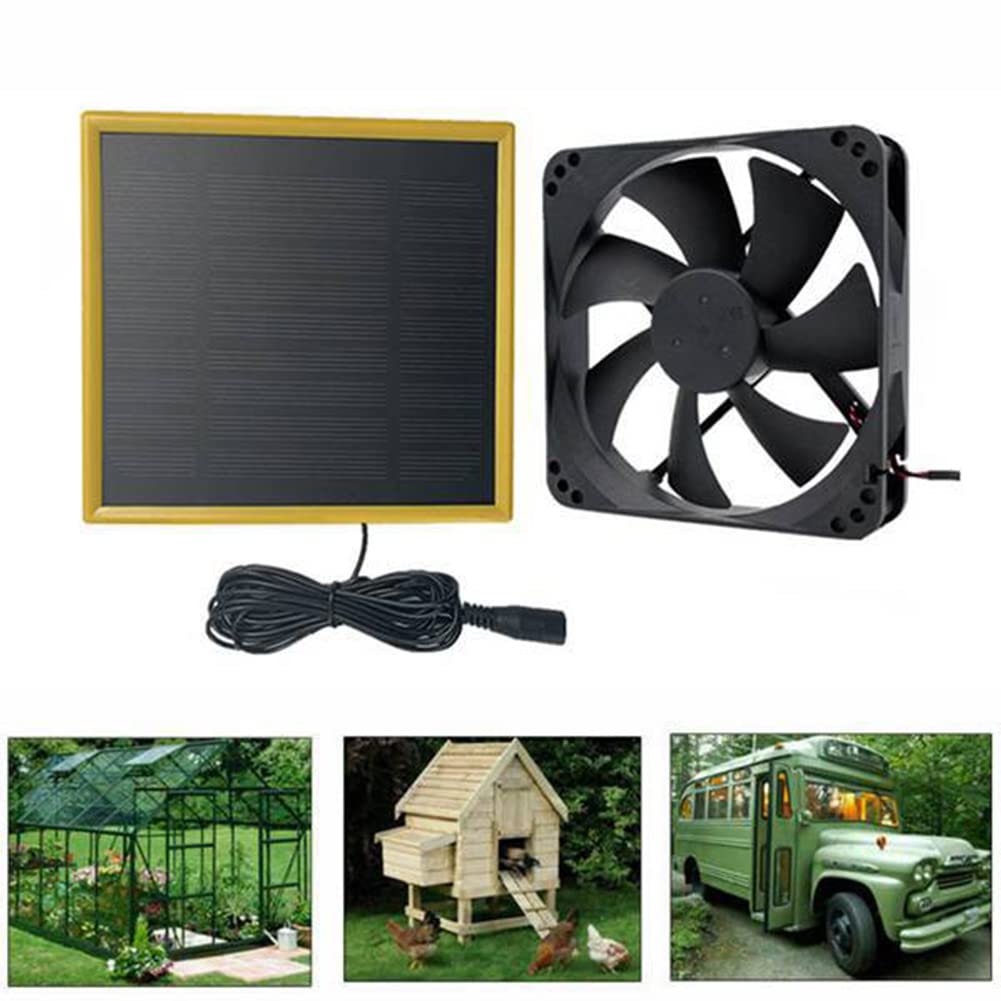20W Solar Panel Exhaust Fan Kit - Outdoor Ventilation Equipment for Chicken Coops, Greenhouses, Dog Houses & Sheds - Car Window Air Extractor - Perfect for Cooling & Air Circulation in Small Spaces
