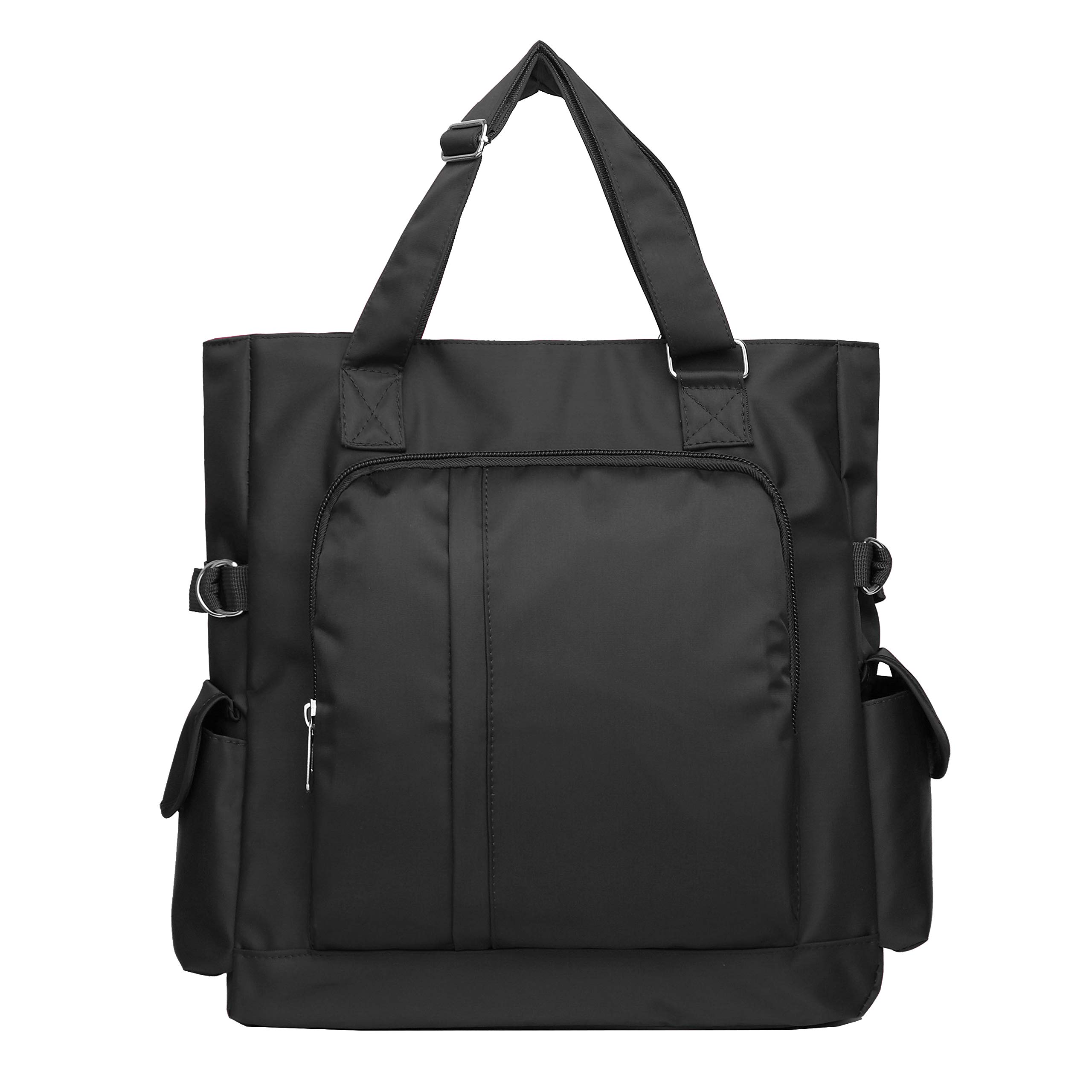 Waterproof Nylon Canvas Tote Bag with Multiple Pockets - Durable Laptop Work Bag & Stylish Shoulder Purse for Women & Men - Perfect for Office, School, Travel & Shopping
