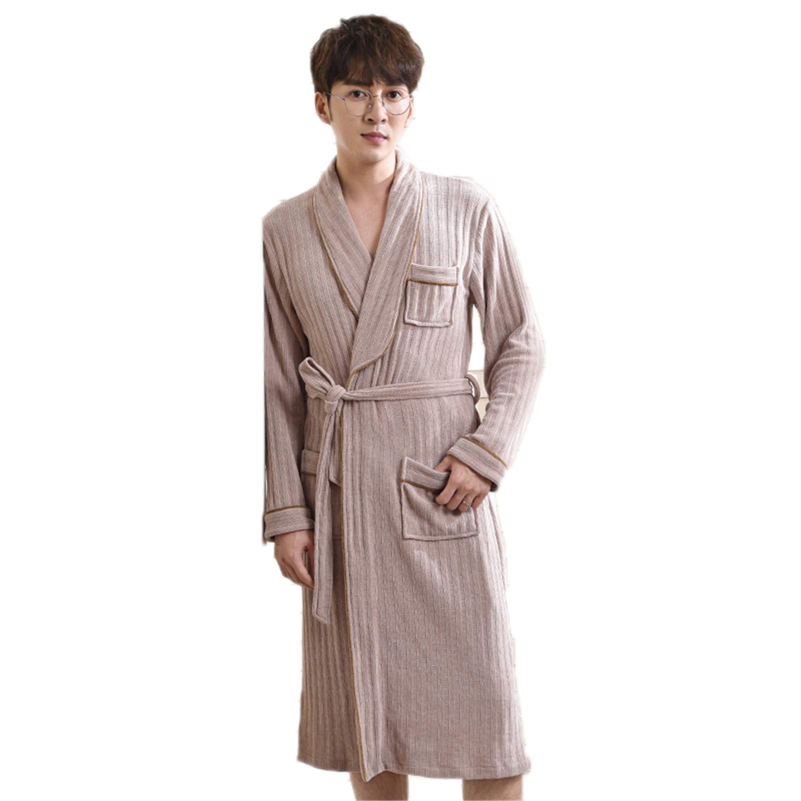 Men's Coral Velvet Robe - Soft V-Neck Thick Bathrobe with Belt for Winter & Spa | Cozy Lounge Wear for Home, Hotel & Relaxation