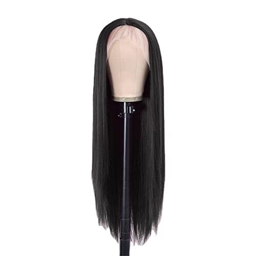 Simayixx Long Straight Heat Resistant Synthetic Wig with Bangs - Natural Black Machine Made Cosplay Party Wig for Women | Perfect for Fashion Shows, Halloween Costumes & Daily Wear