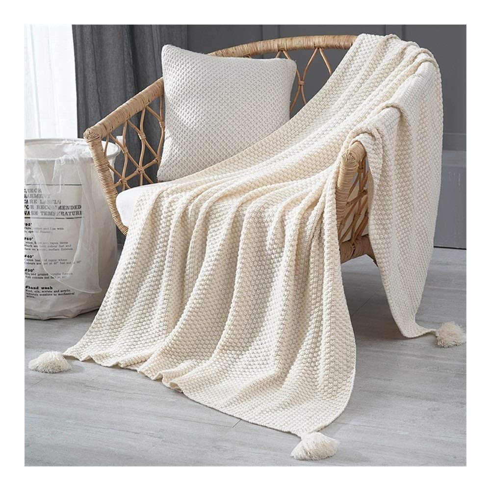 Nordic Knitted Wool Blanket - Soft & Cozy 130x170cm Beige Weighted Blanket for Sofa, Bed & Office | Perfect for Napping, Lounging & Air Conditioning Comfort